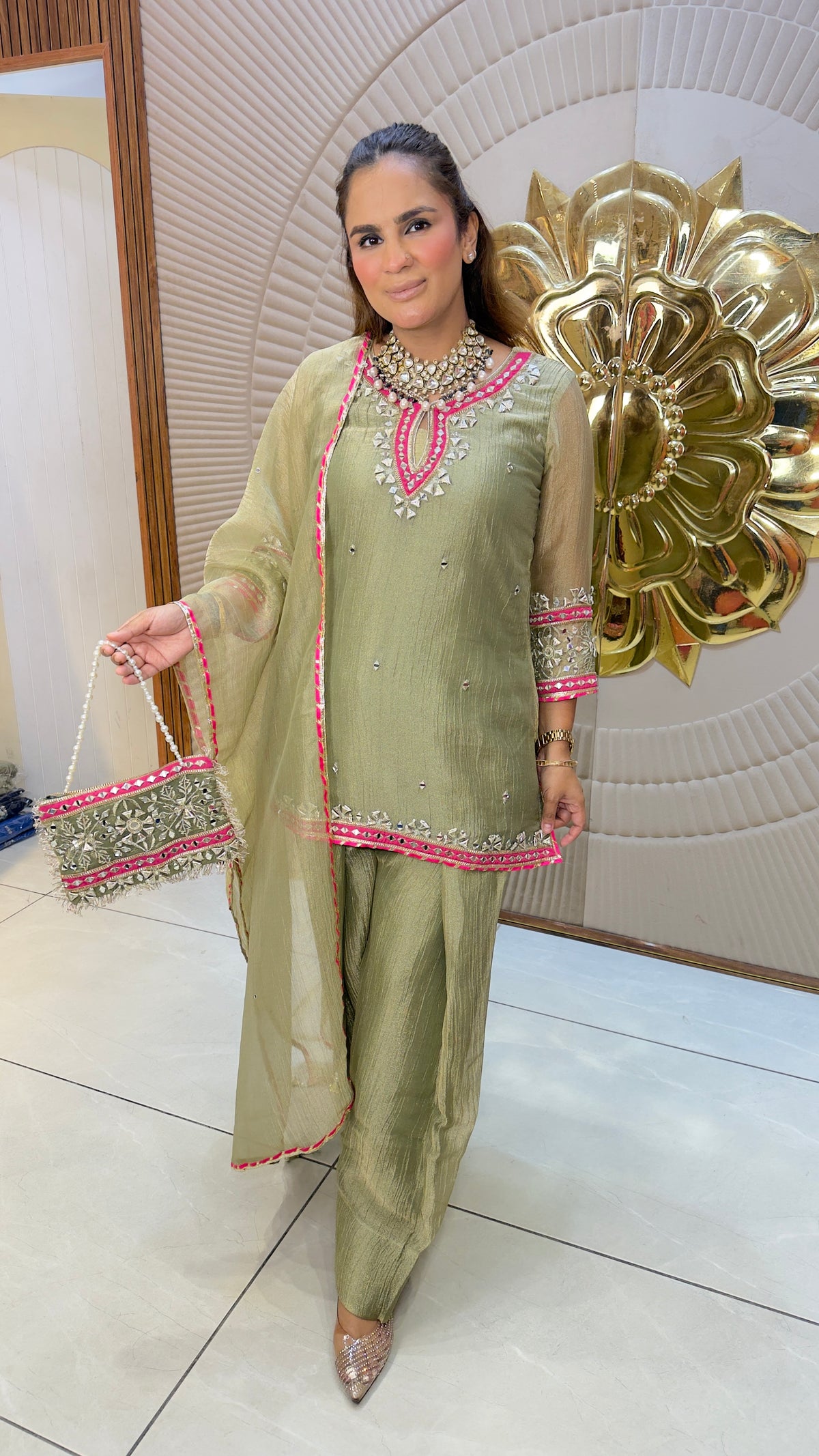 Beautiful shimmer Suit SetPC3796