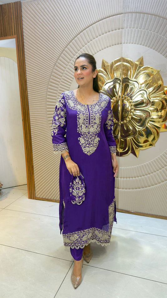 Beautiful royal purple ethnic suit set pc3389
