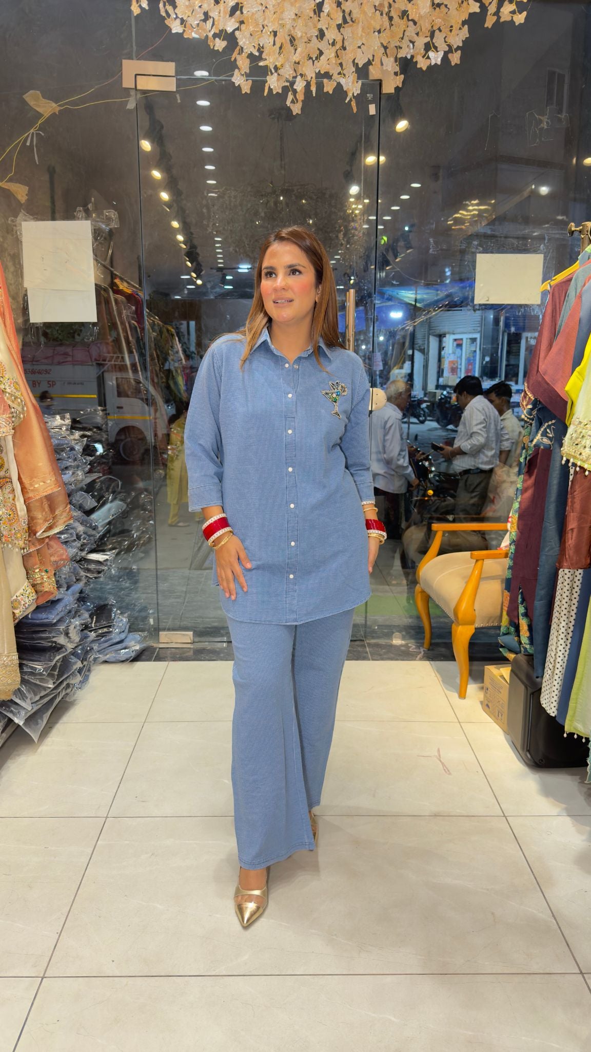 Beautiful denim or chambray co-ord set pc3825
