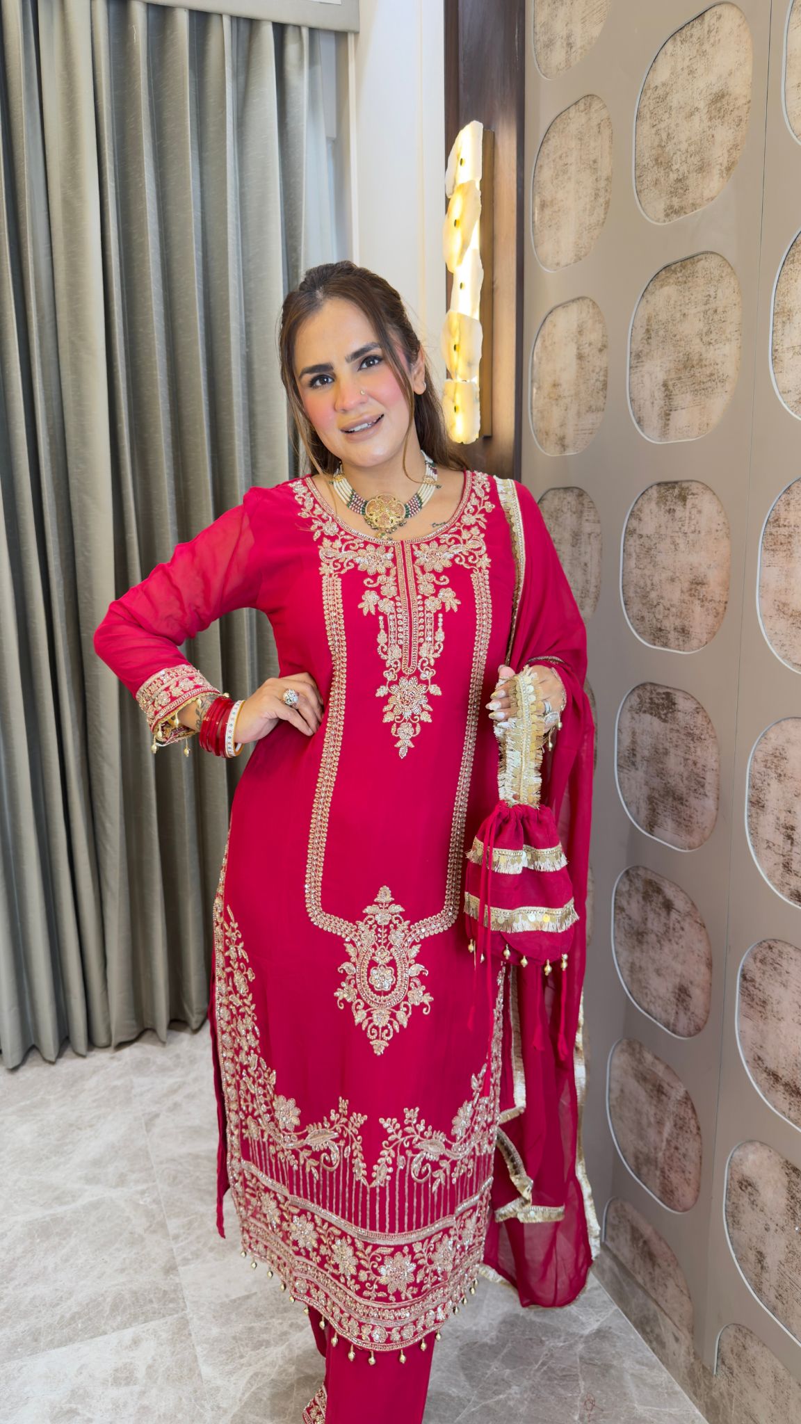 Beautiful ethnic kurta set featuring heavy zari, tilla, and code-sequence embroidery pc3361