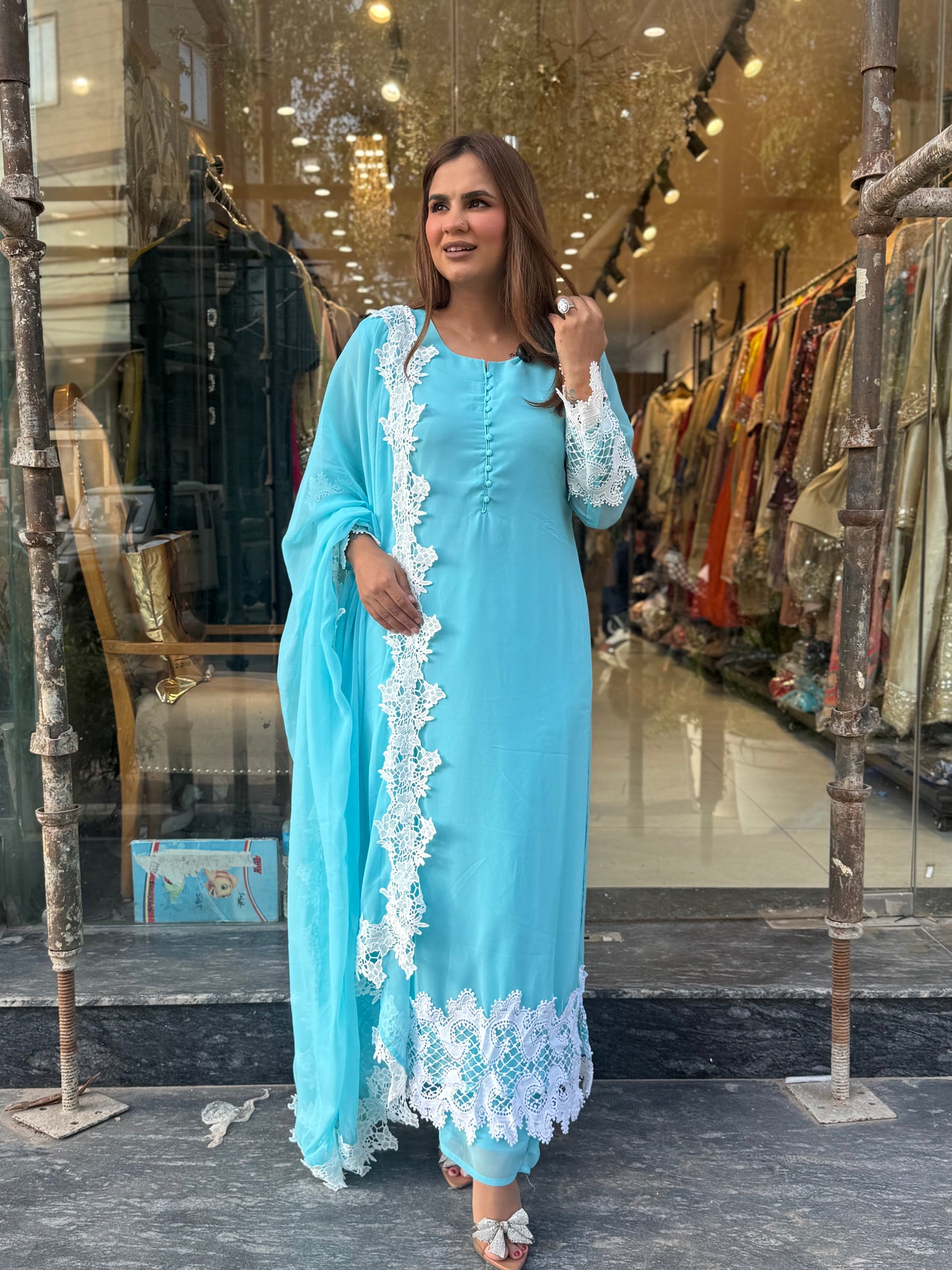 Georgette Long Pakistani Suit Set PC3583