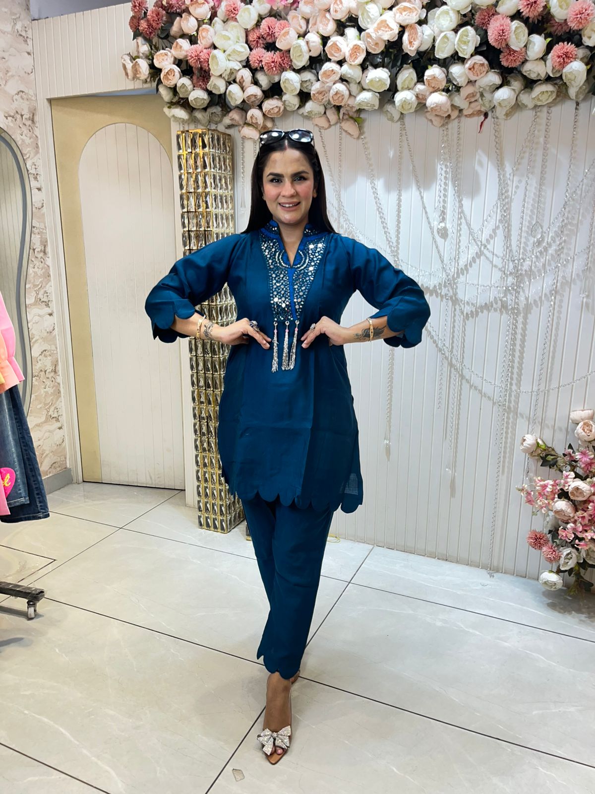 Beautiful Ban-Neck Co-Ord Set PC1098