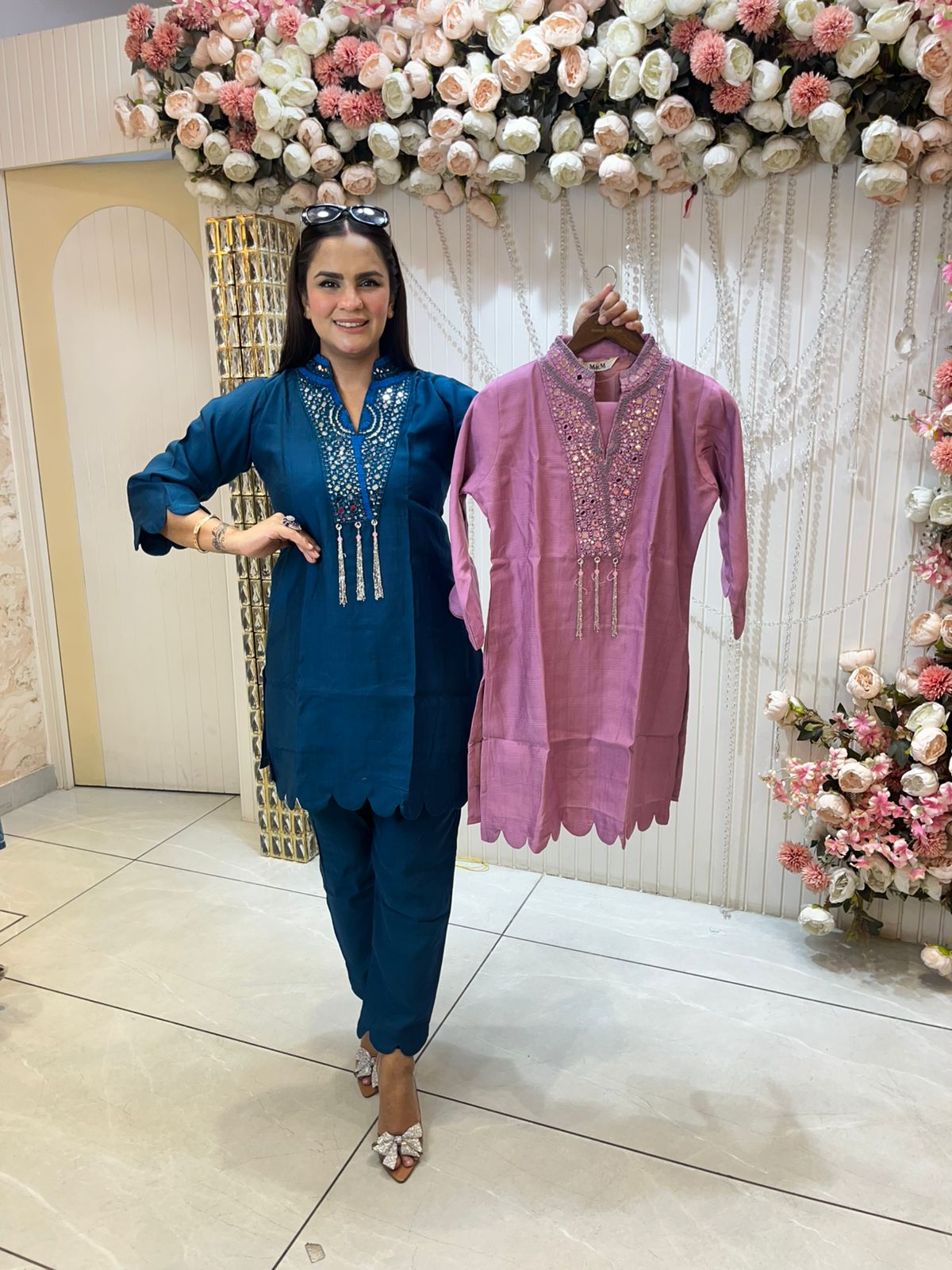 Beautiful Ban-Neck Co-Ord Set PC1098