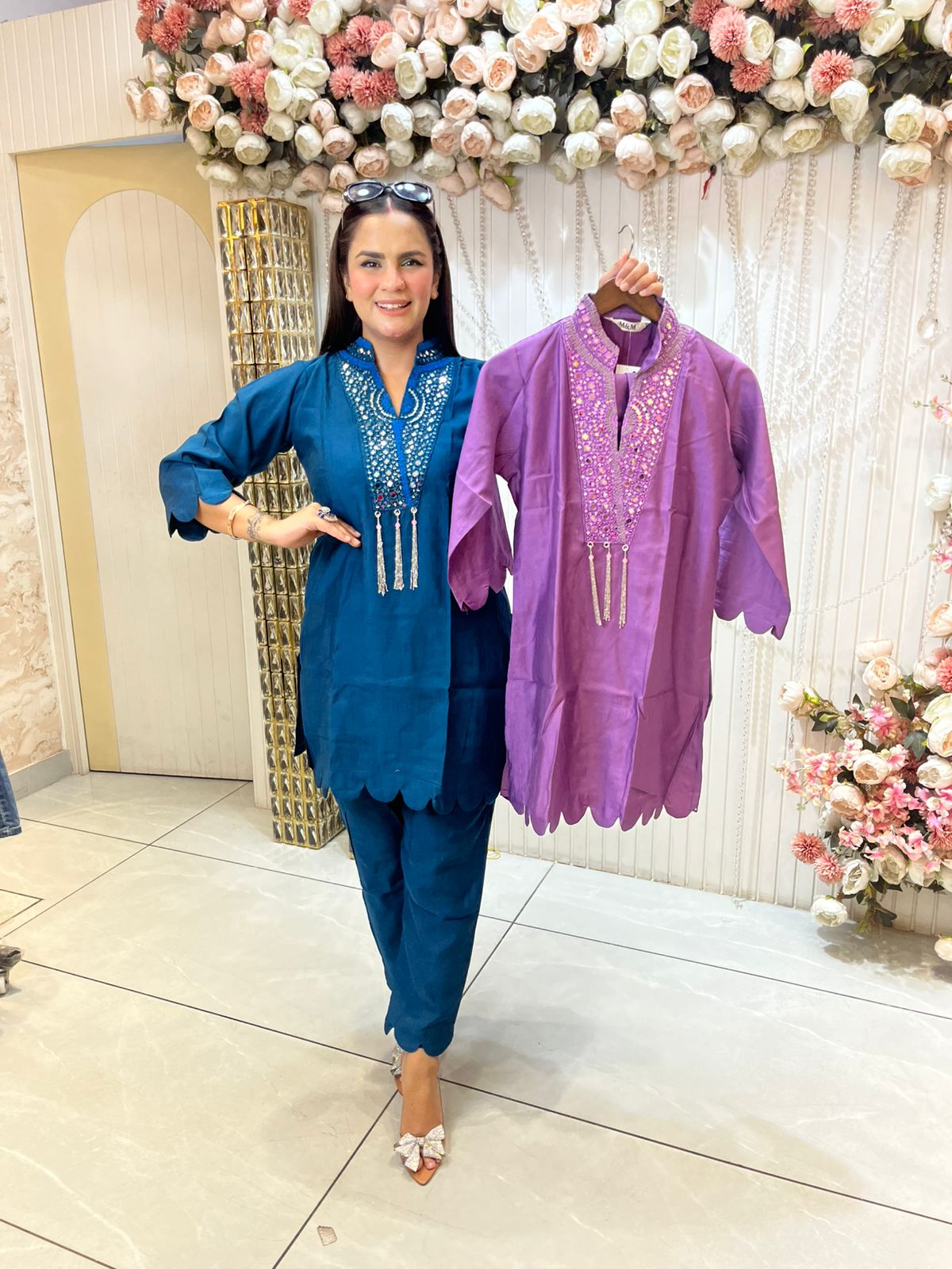 Beautiful Ban-Neck Co-Ord Set PC1098