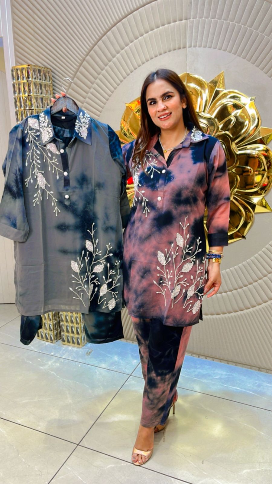Beautiful Co-Ord Set With Embroidery Work PC1541