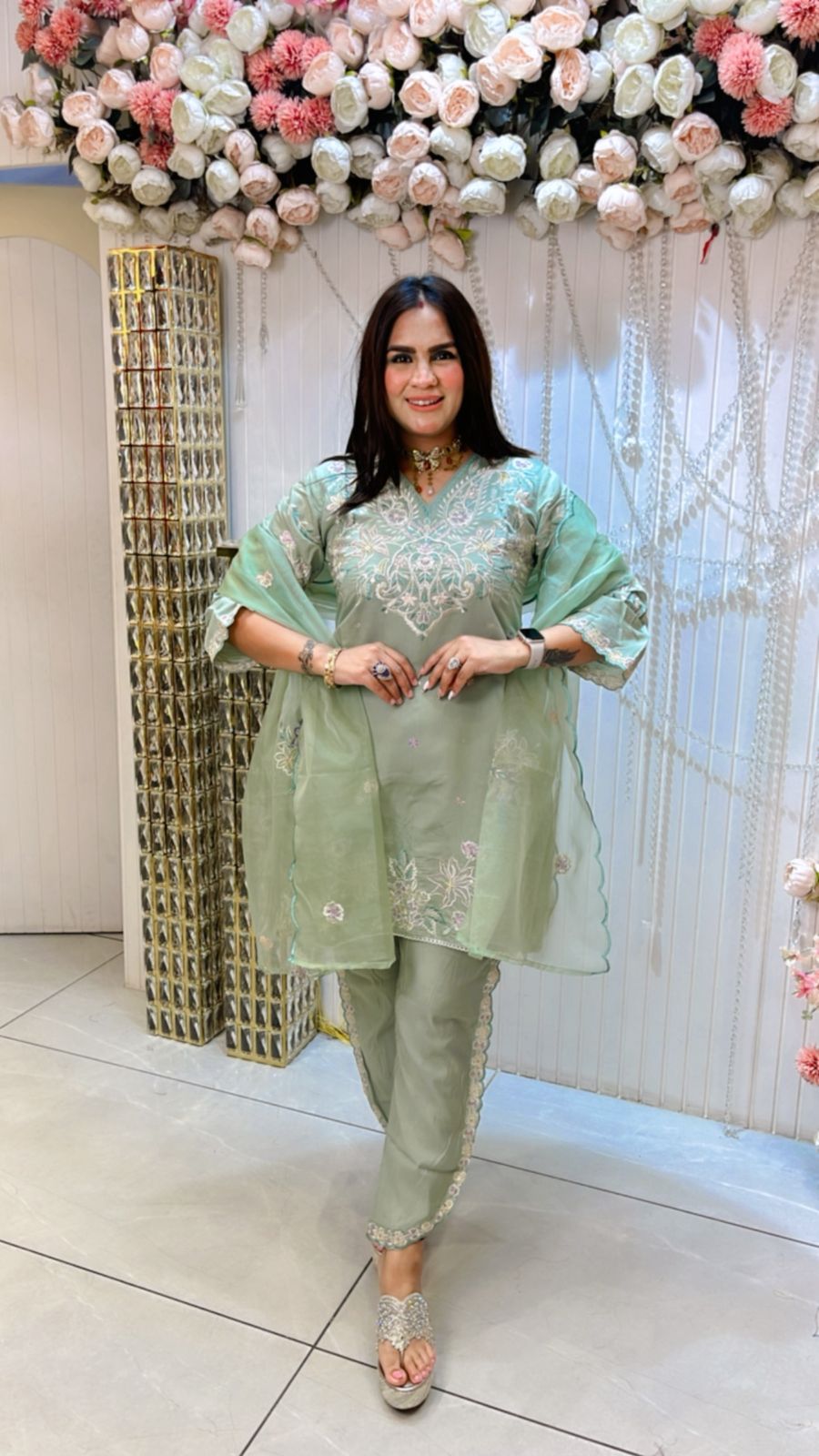 Beautiful Co-Ord With Lace Work PC1091