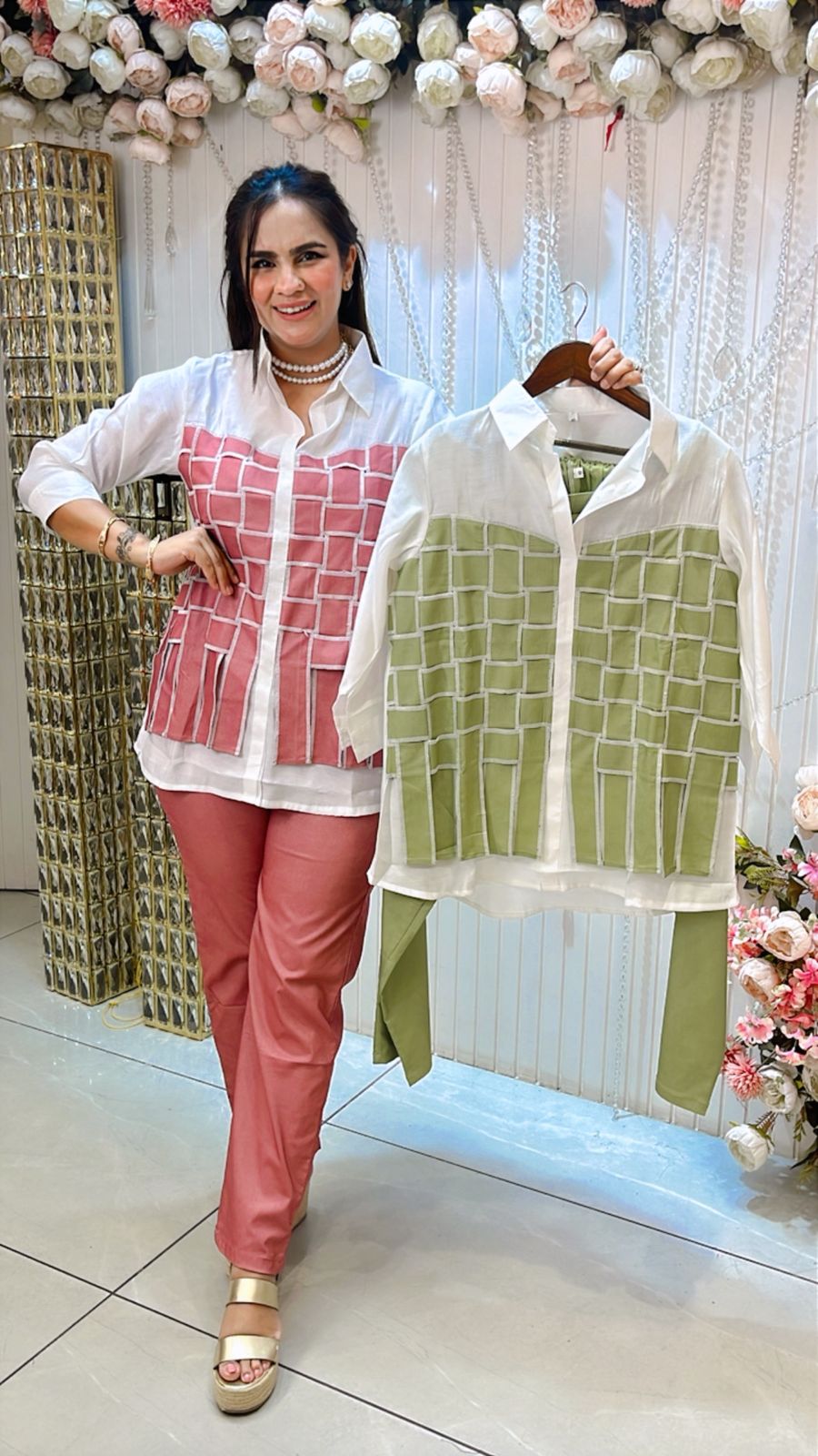 Beautiful Cordset With Very Pretty Shirt PC1228