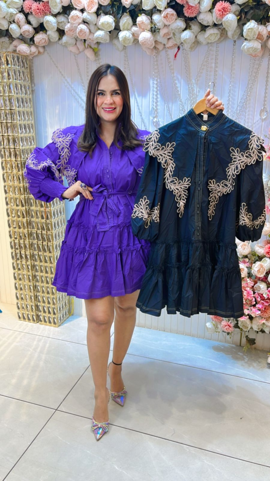 Beautiful Cotton Dress With Belt and Embroidery Work PC940