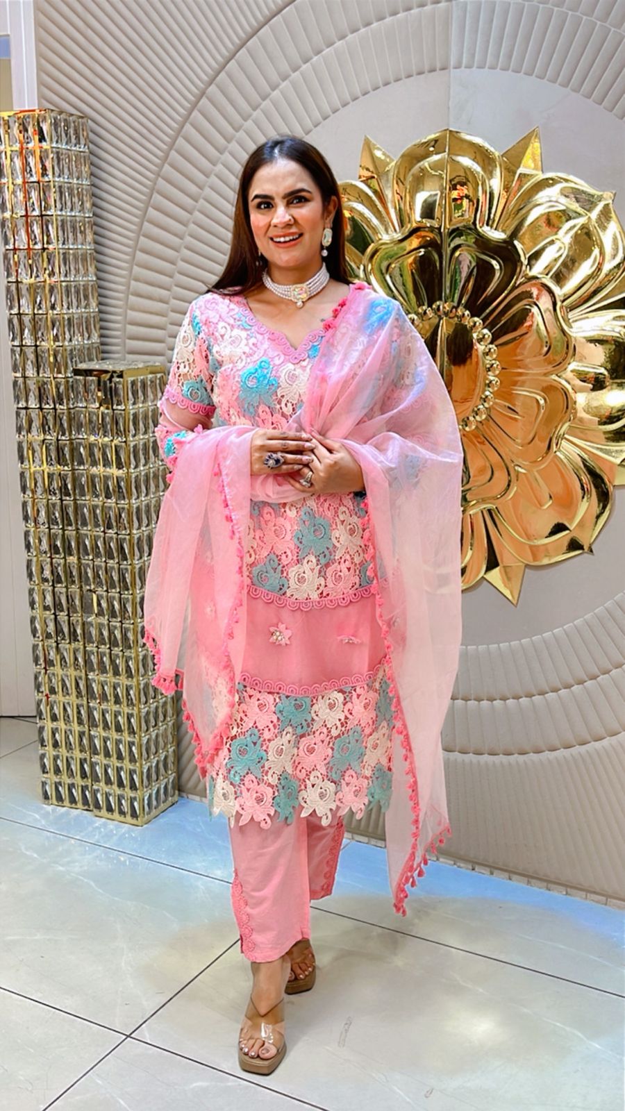 Beautiful Cotton Suit With Flower Embroidery PC1520