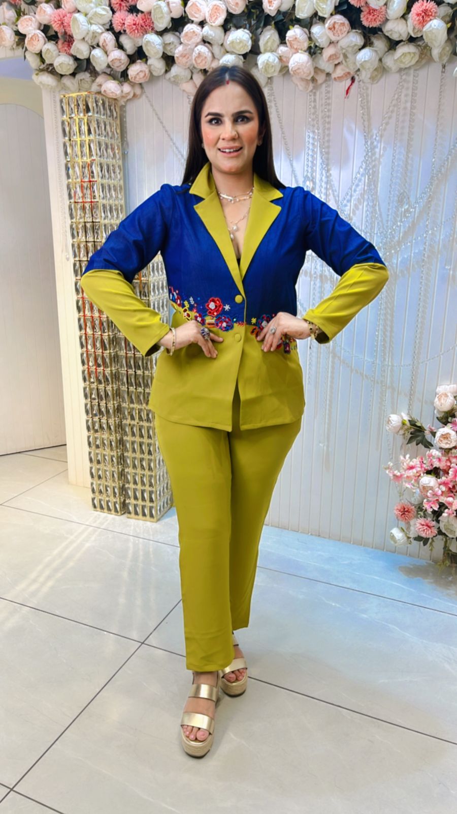 Beautiful Denim Cotton Blazer Cord Set PC971