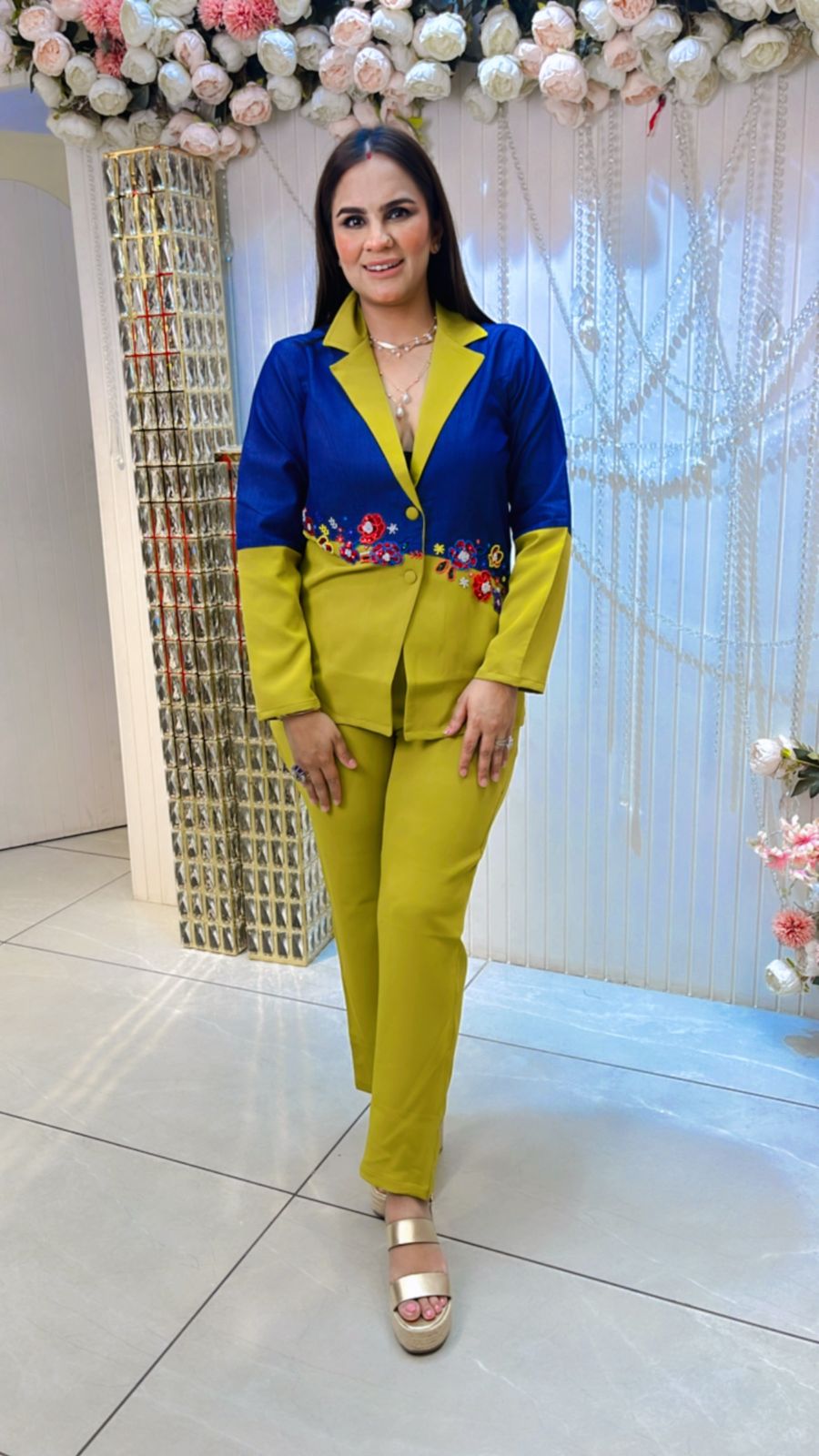 Beautiful Denim Cotton Blazer Cord Set PC971