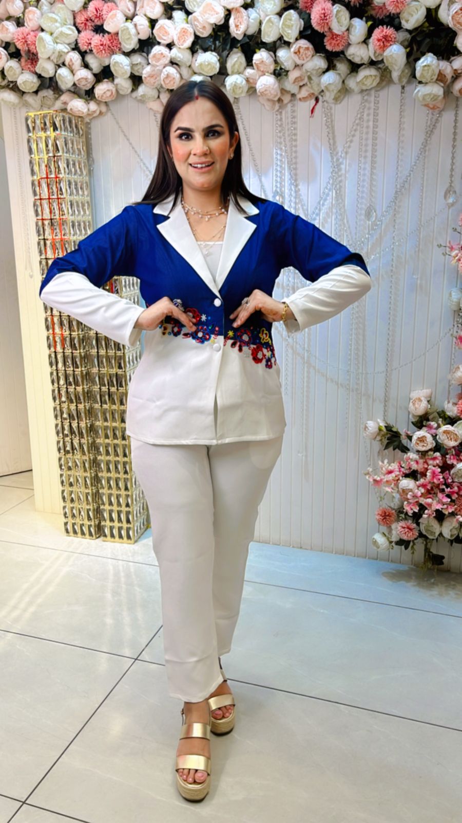 Beautiful Denim Cotton Blazer Cord Set PC971