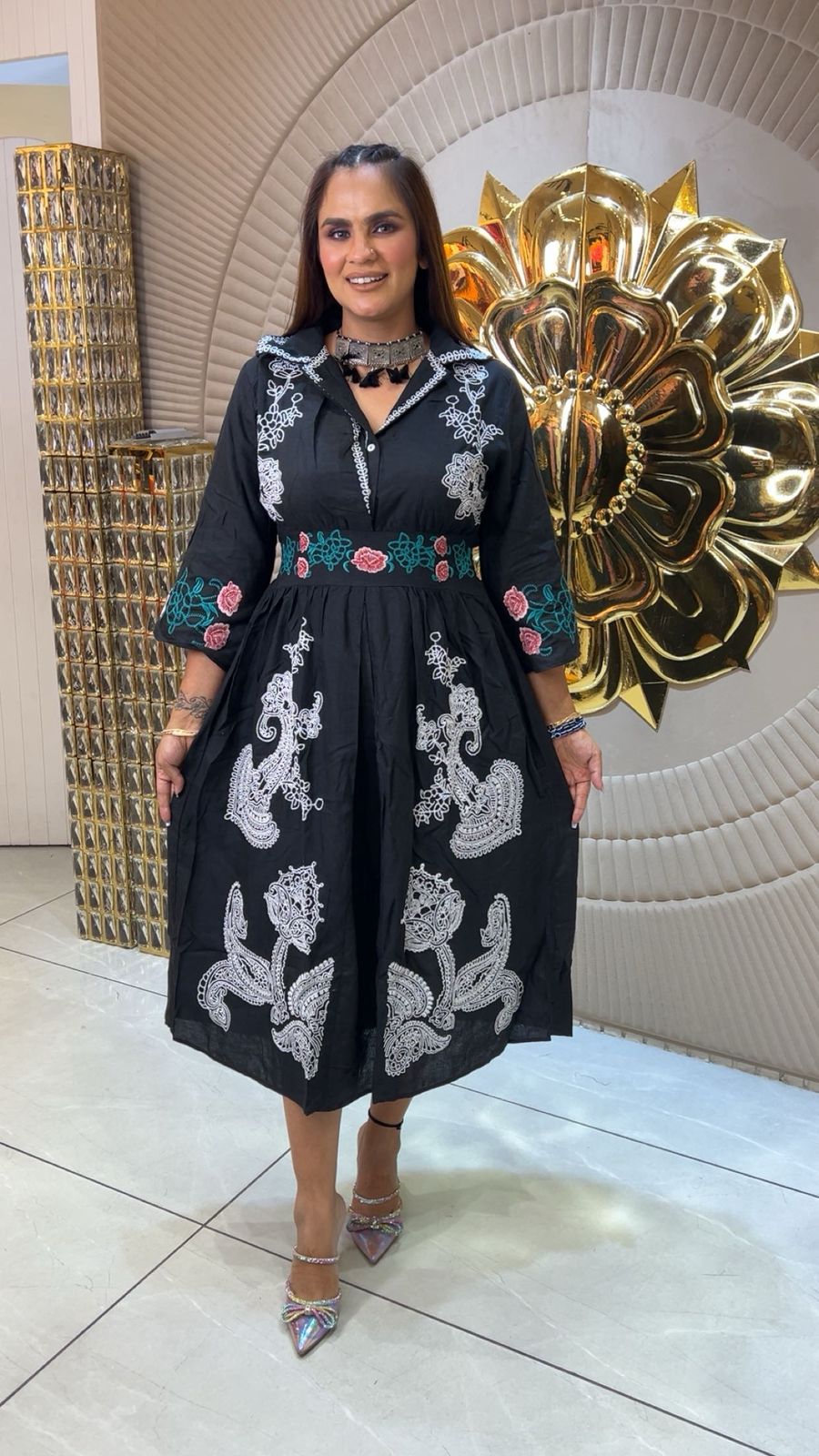 Beautiful Dress With Embroidery Work PC1479