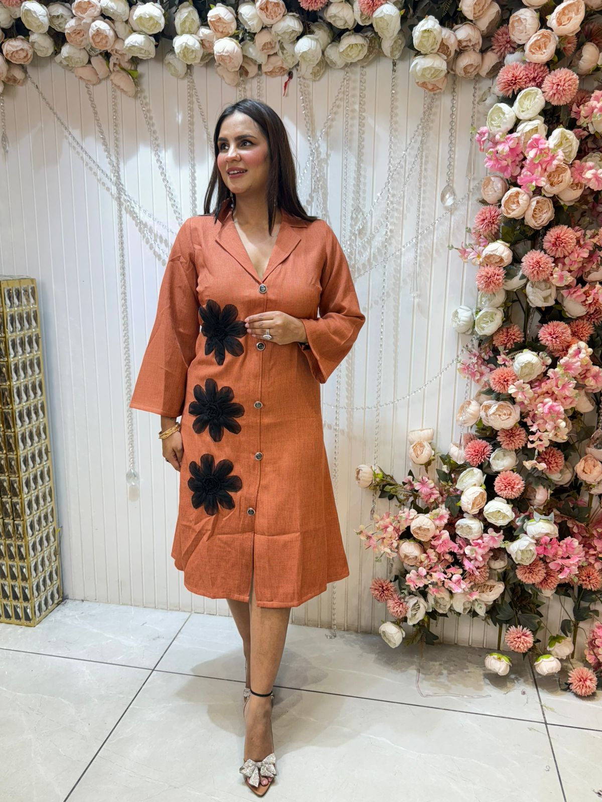 Beautiful Dress With Flower Work PC1143