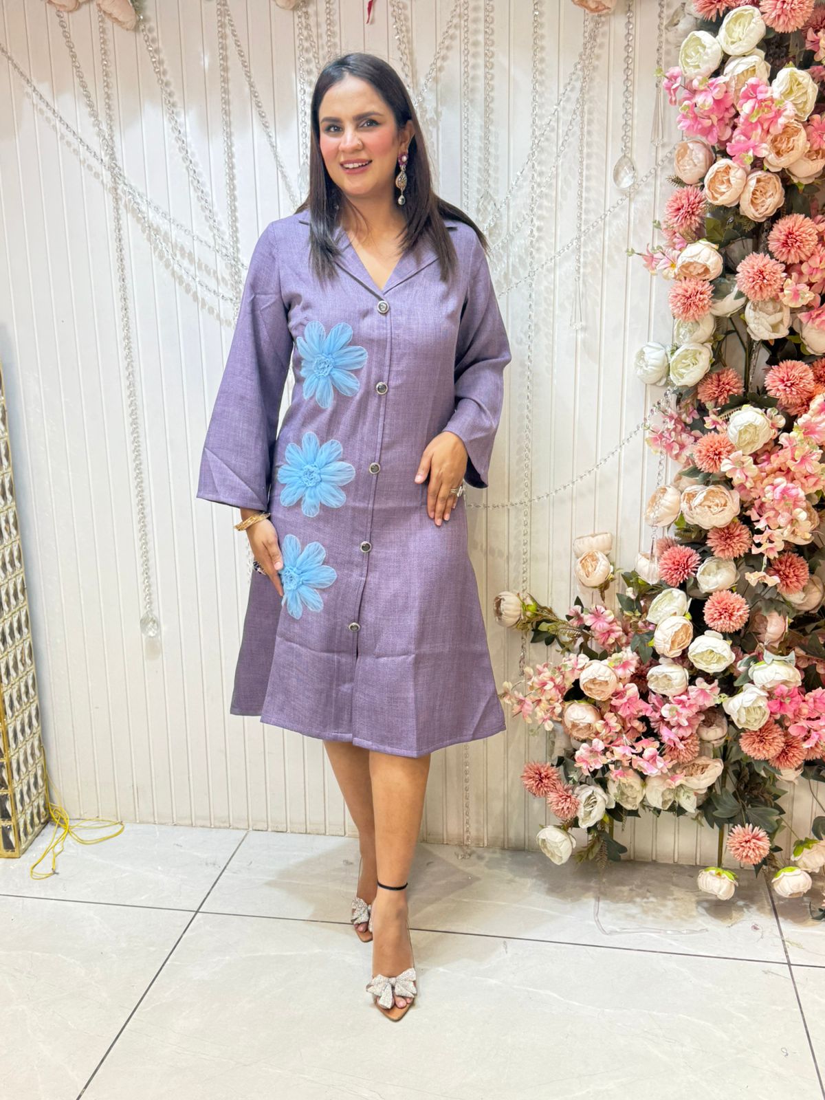 Beautiful Dress With Flower Work PC1143