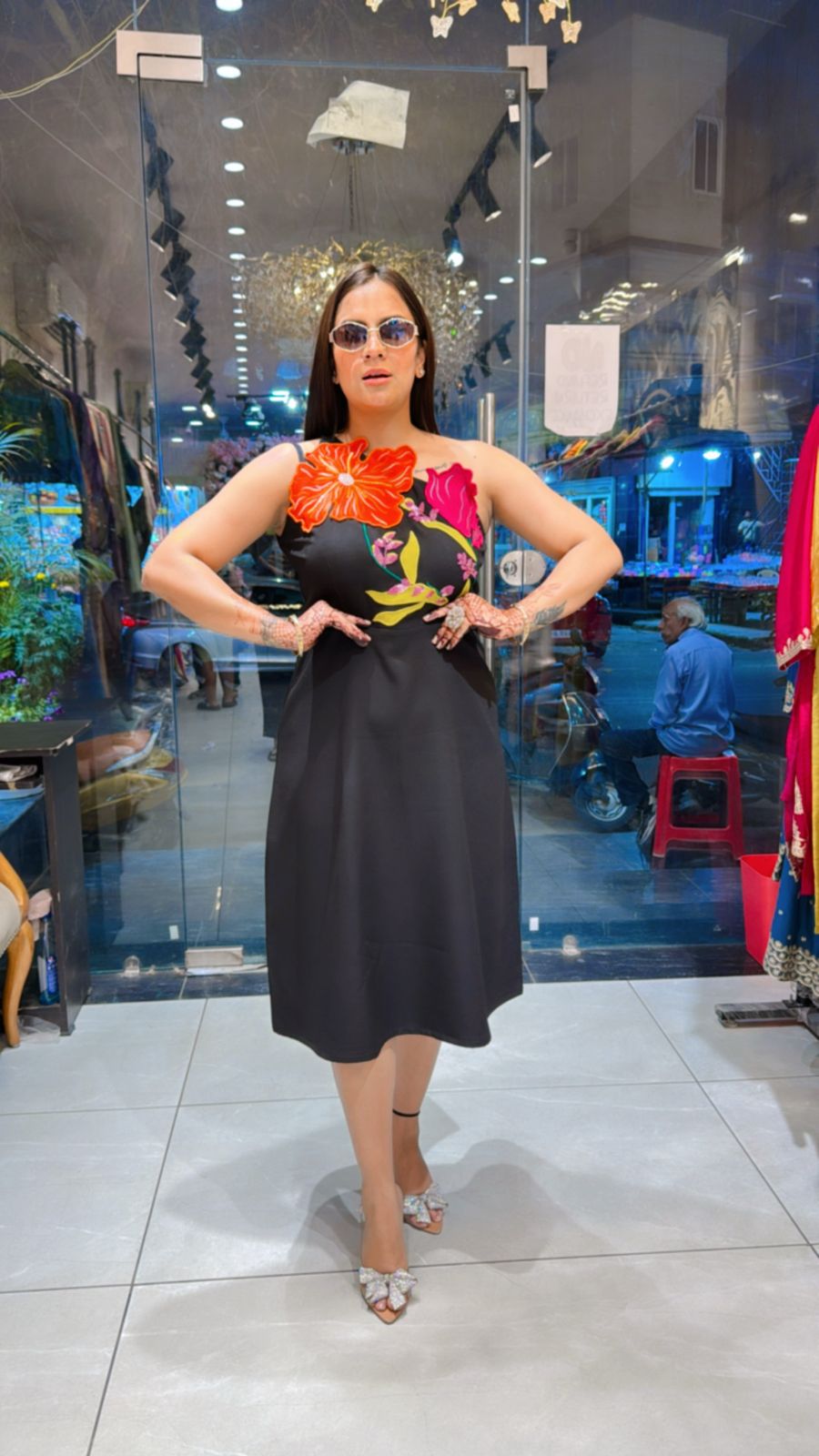Beautiful Dress With Front Flower PC850
