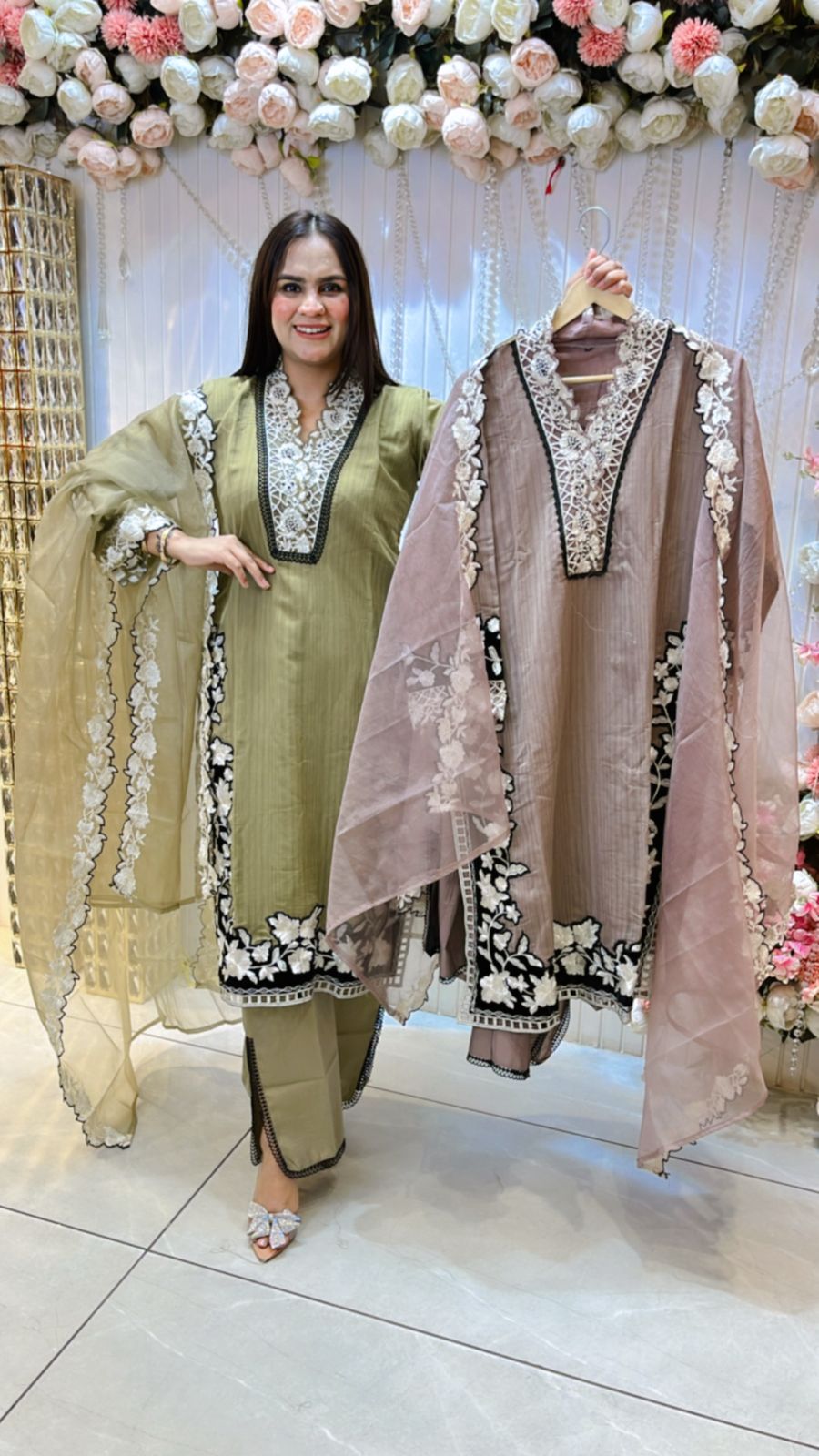 Beautiful Floral Cut Work Suit PC782