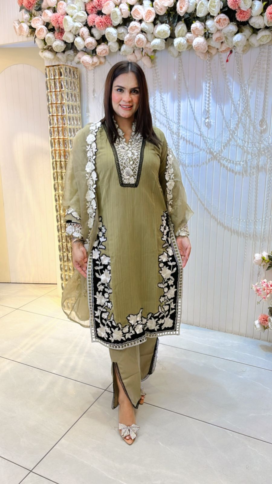 Beautiful Floral Cut Work Suit PC782