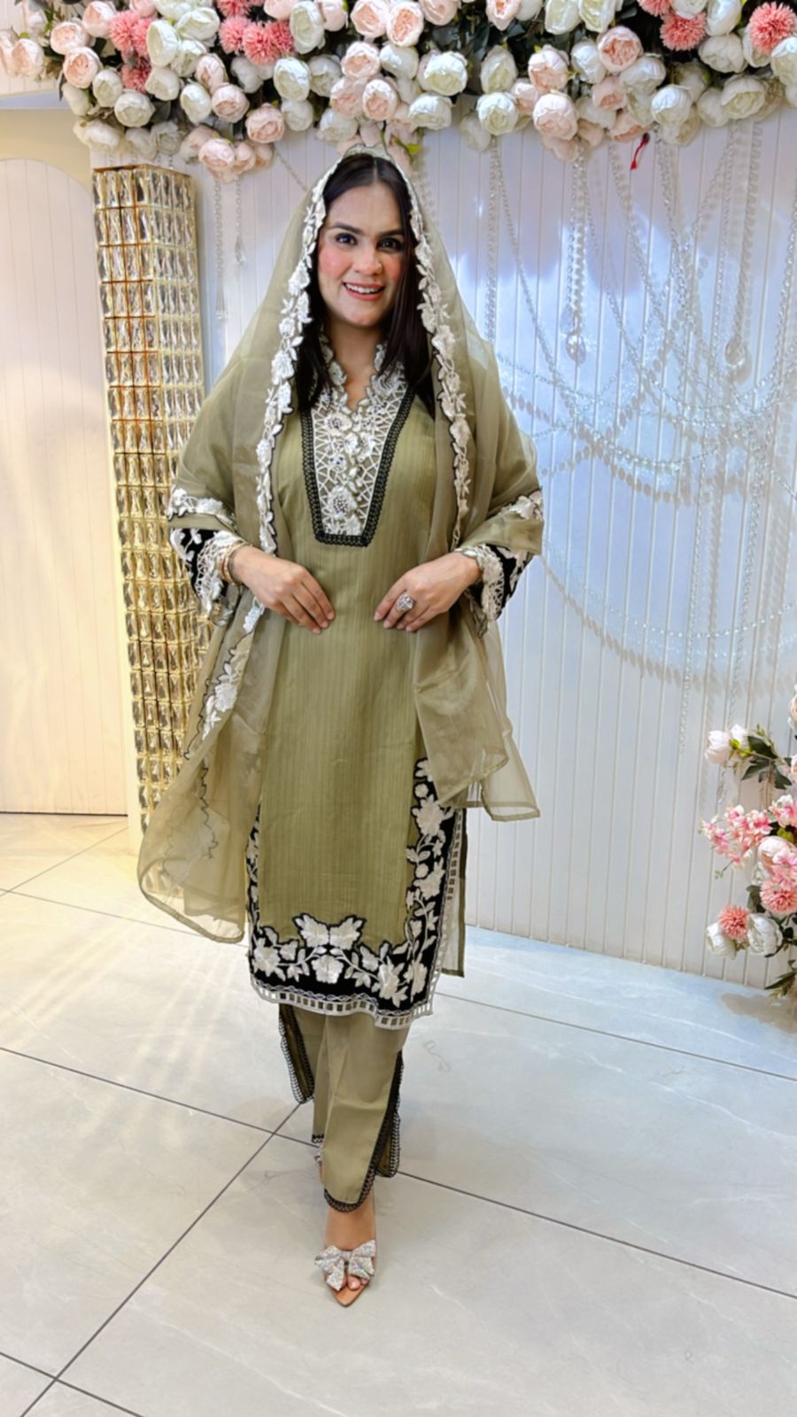 Beautiful Floral Cut Work Suit PC782