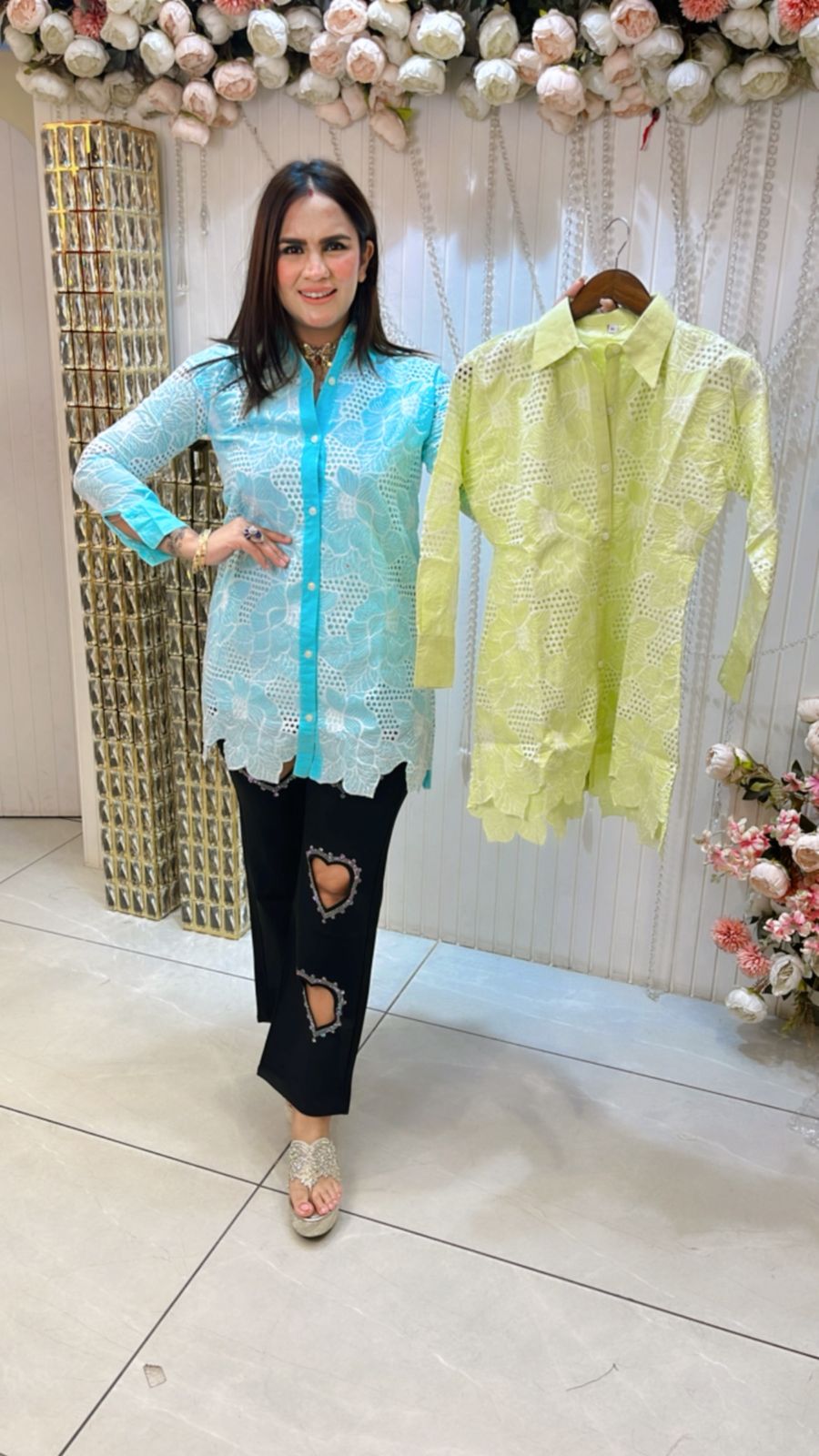 Beautiful Floral Chicken Work Top PC1087