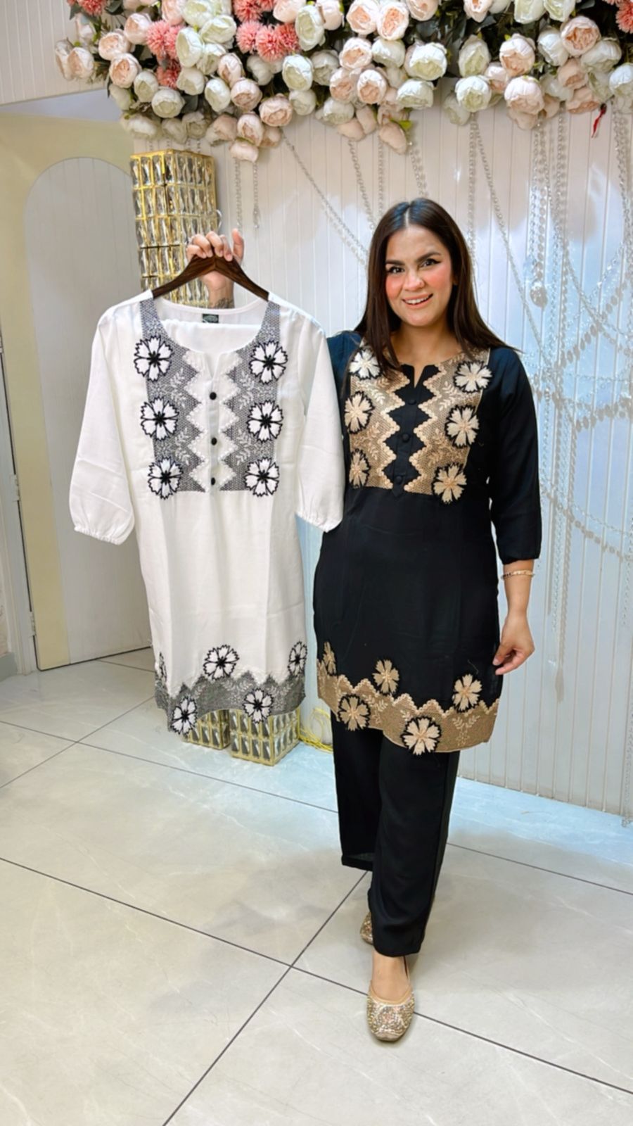 Beautiful Floral Embroidery Co-Ord Set PC1112
