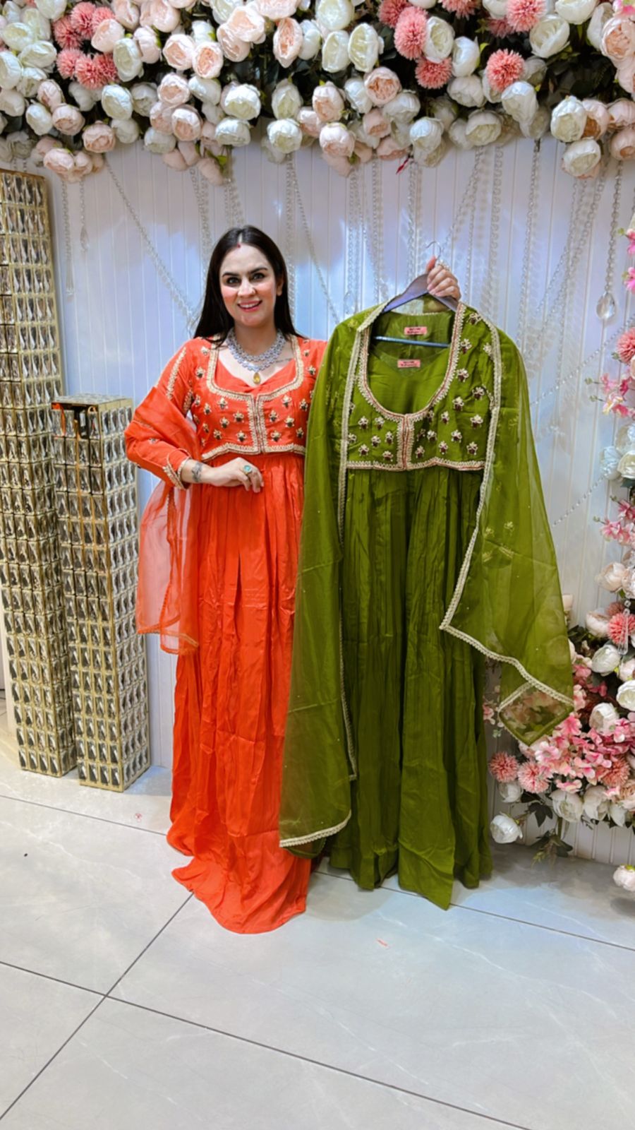 Beautiful Gown With Embroidery Jacket And Duppta PC713