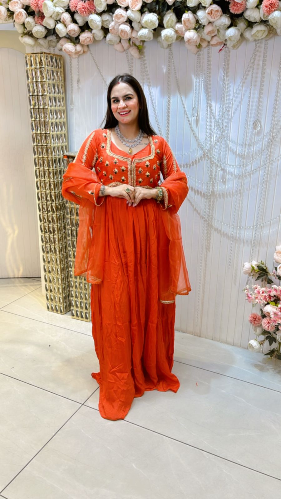 Beautiful Gown With Embroidery Jacket And Duppta PC713
