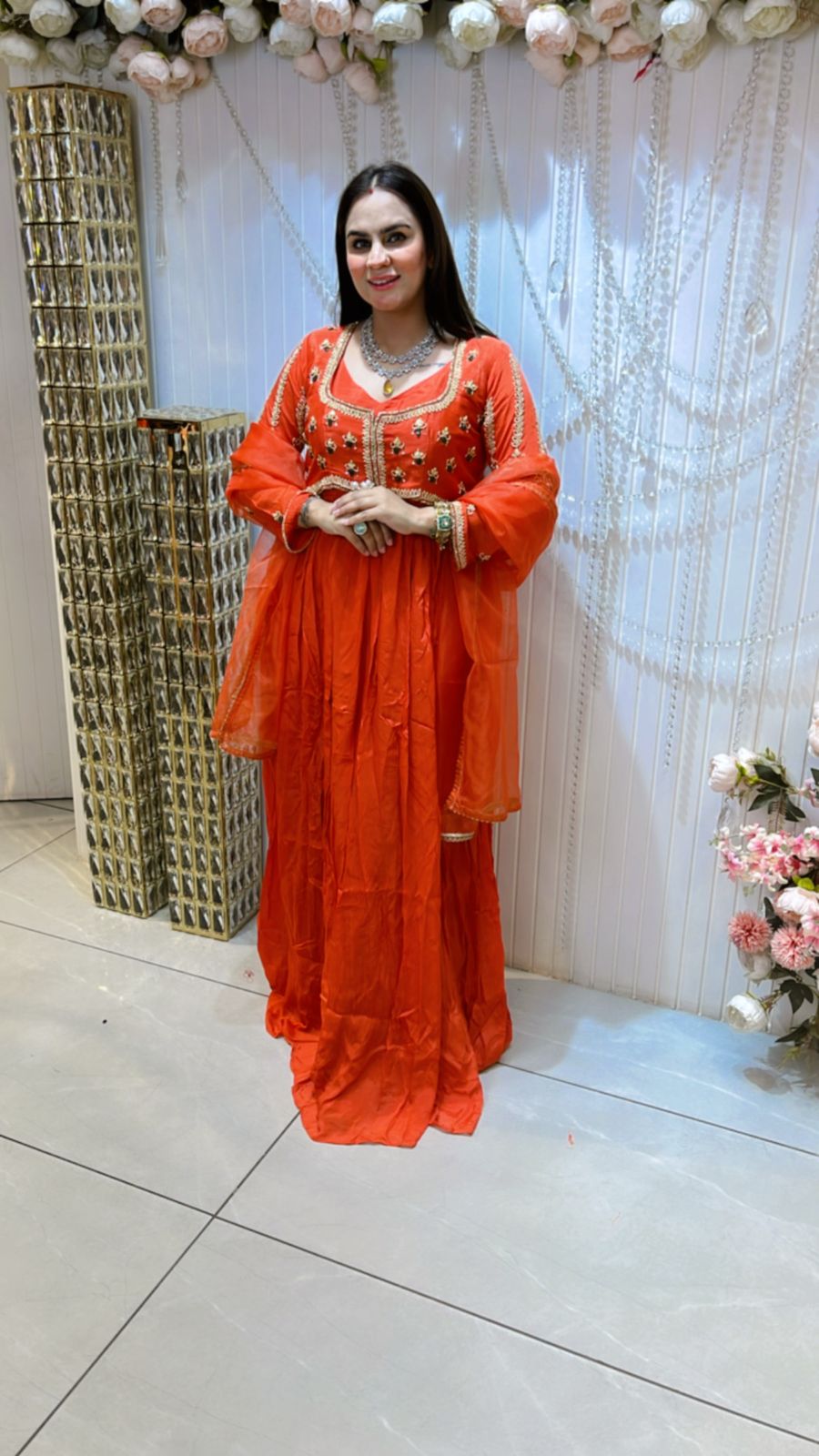 Beautiful Gown With Embroidery Jacket And Duppta PC713