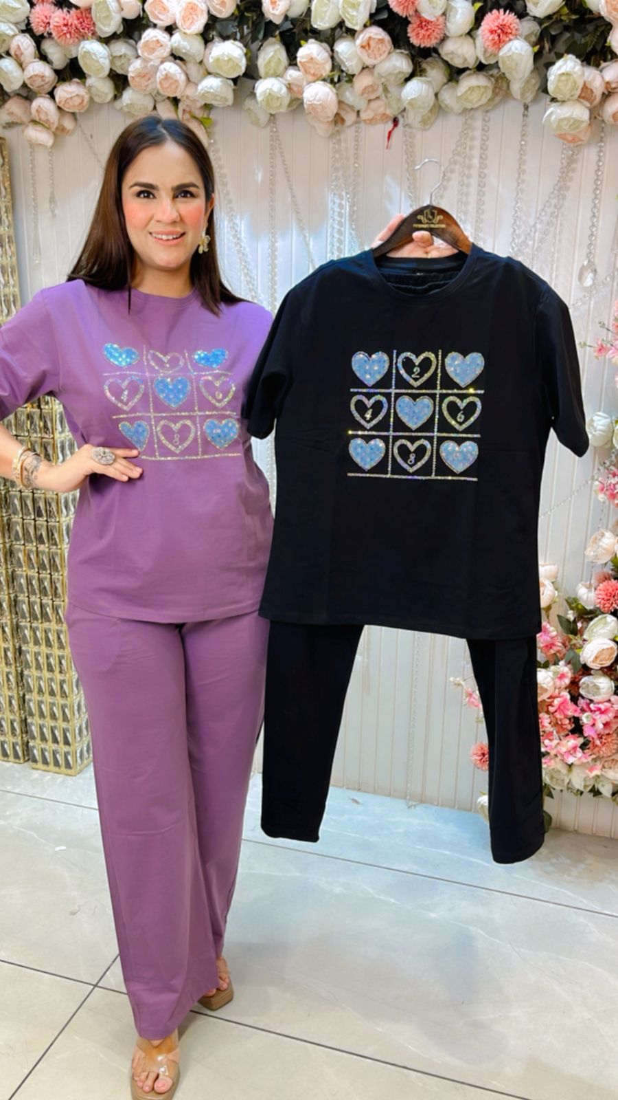 Beautiful Heart Shape Printed Co-Ord Set PC1167