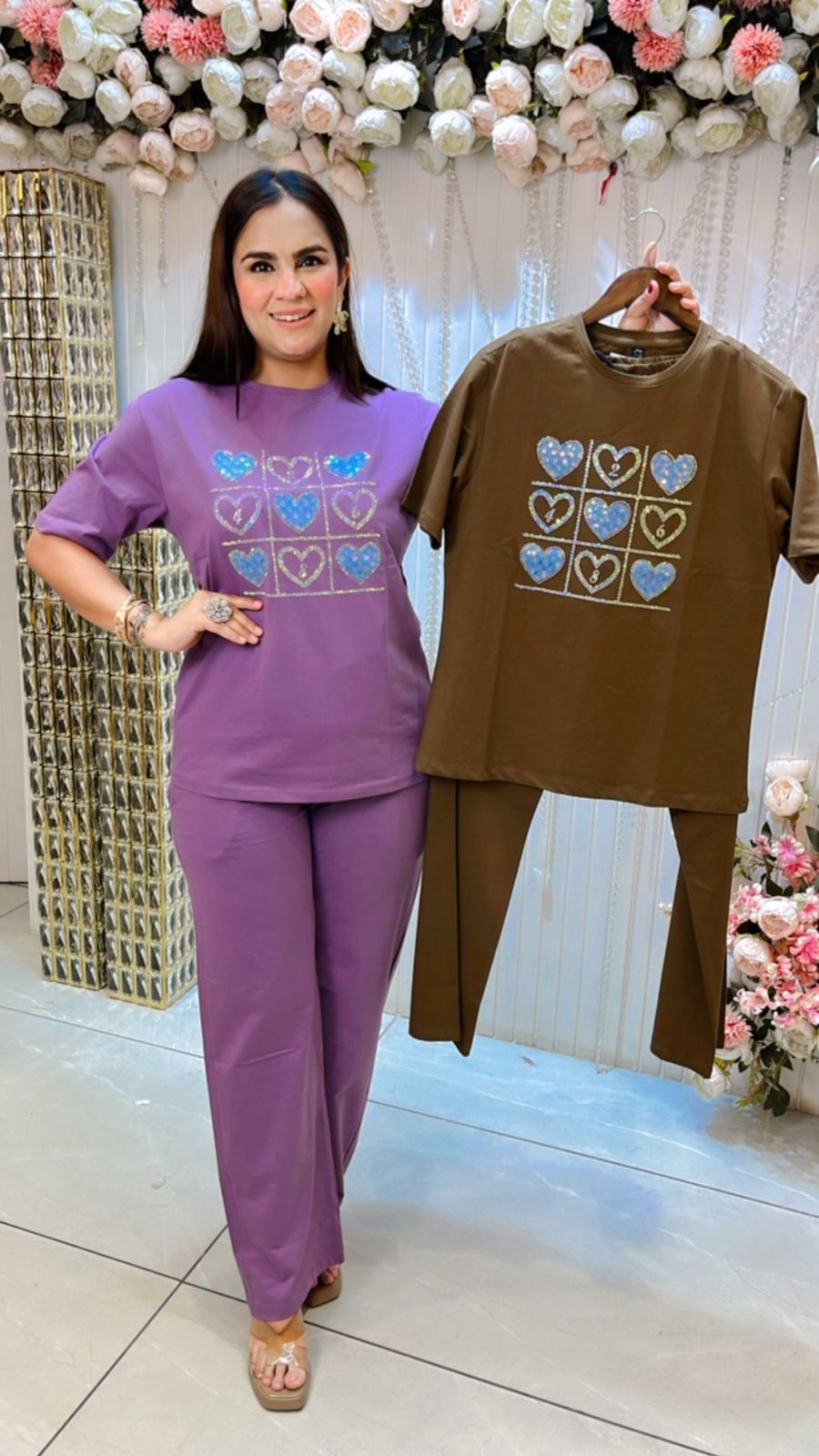 Beautiful Heart Shape Printed Co-Ord Set PC1167