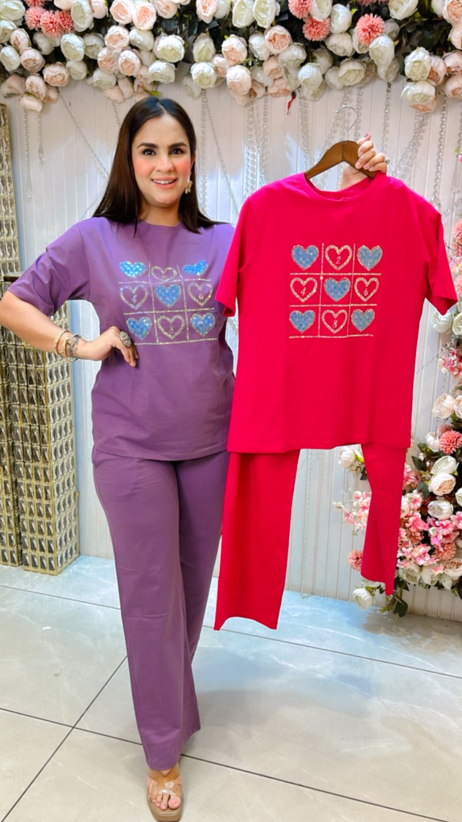 Beautiful Heart Shape Printed Co-Ord Set PC1167