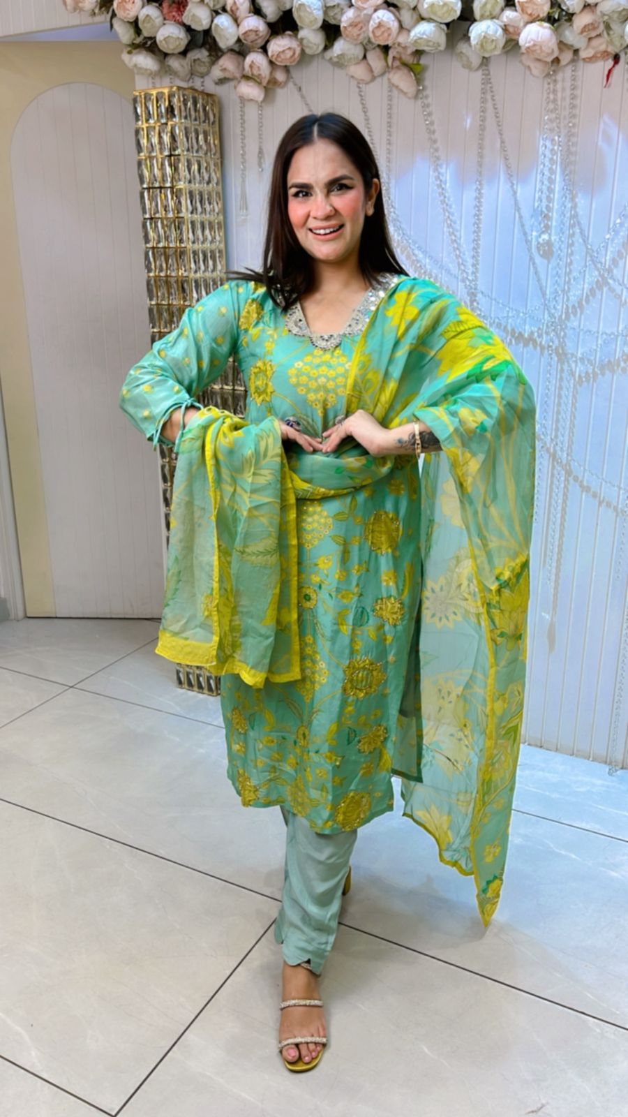 Beautiful Lace Work Pant Suit PC1109