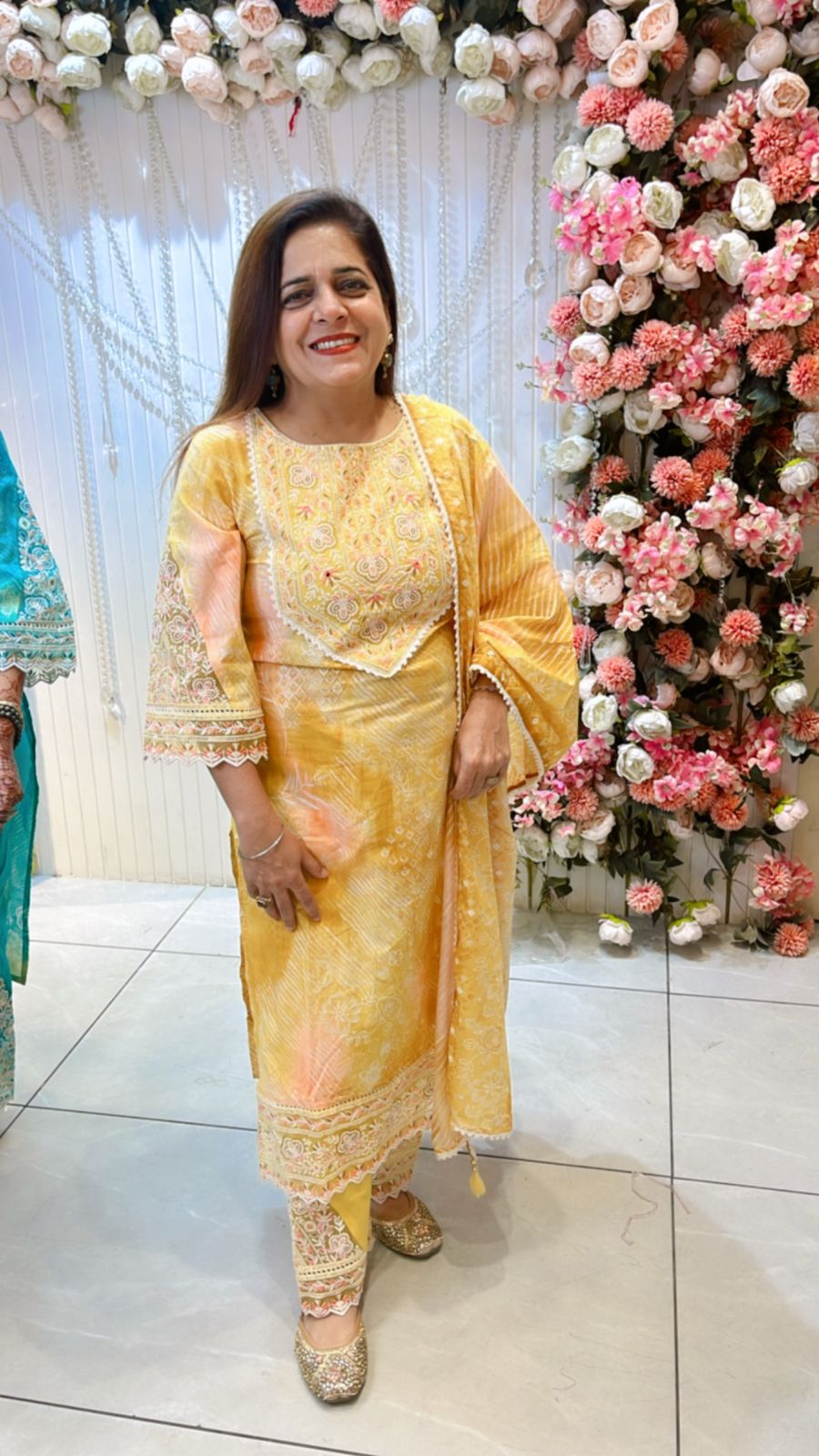 Beautiful Print Suit With Lace Work PC856