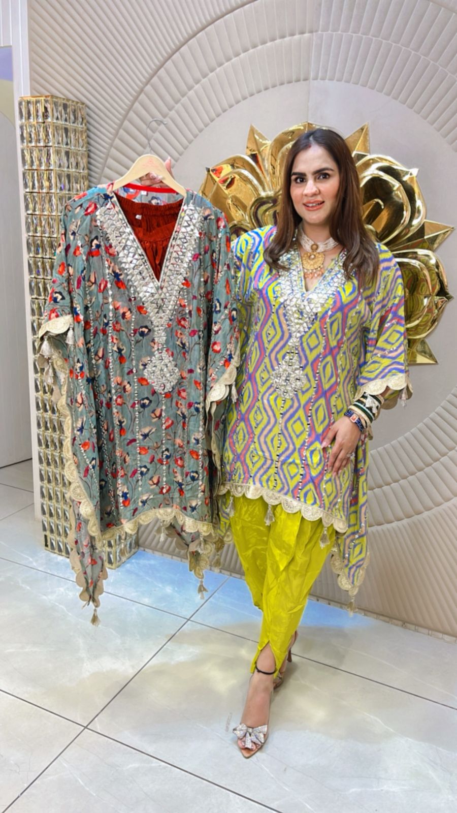 Beautiful Printed Kaftan Set With Tulip Pants PC1556