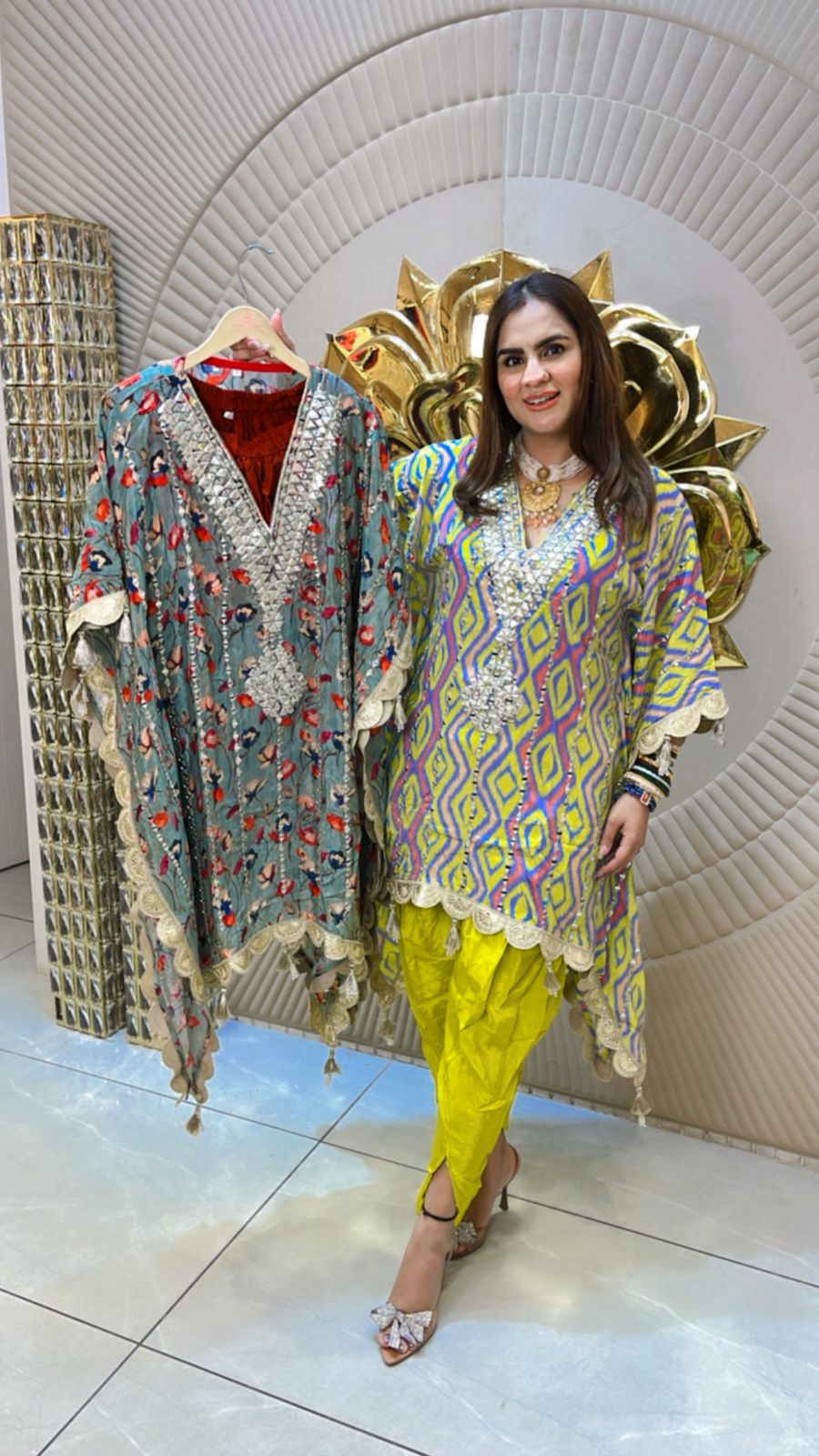 Beautiful Printed Kaftan Set With Tulip Pants PC1556