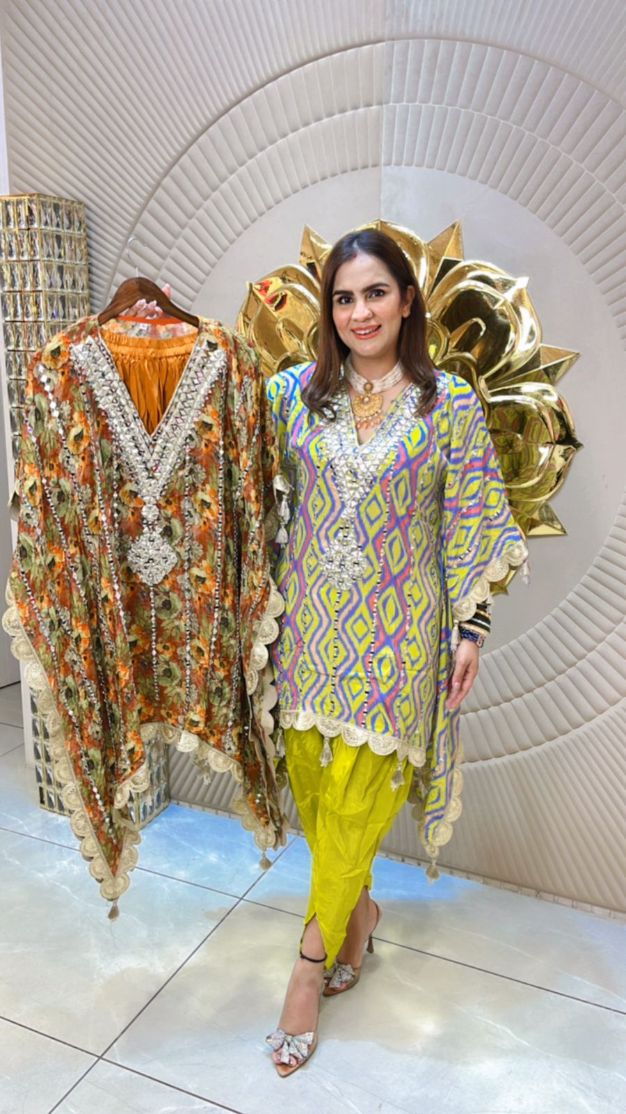 Beautiful Printed Kaftan Set With Tulip Pants PC1556
