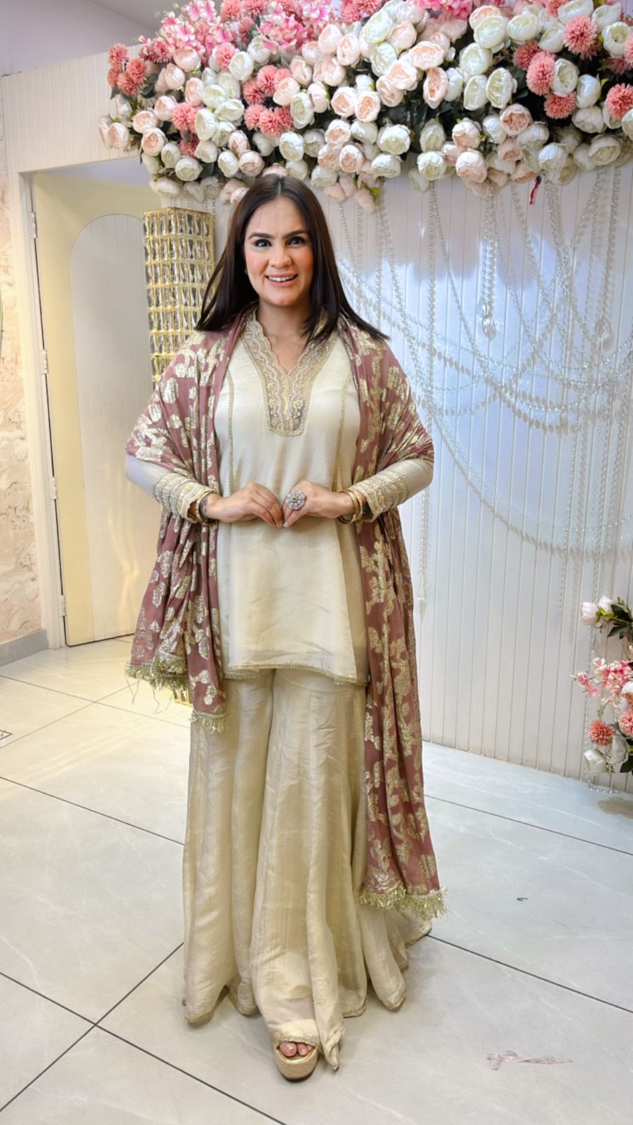 Beautiful Sharara Suit With Designer Neck PC804
