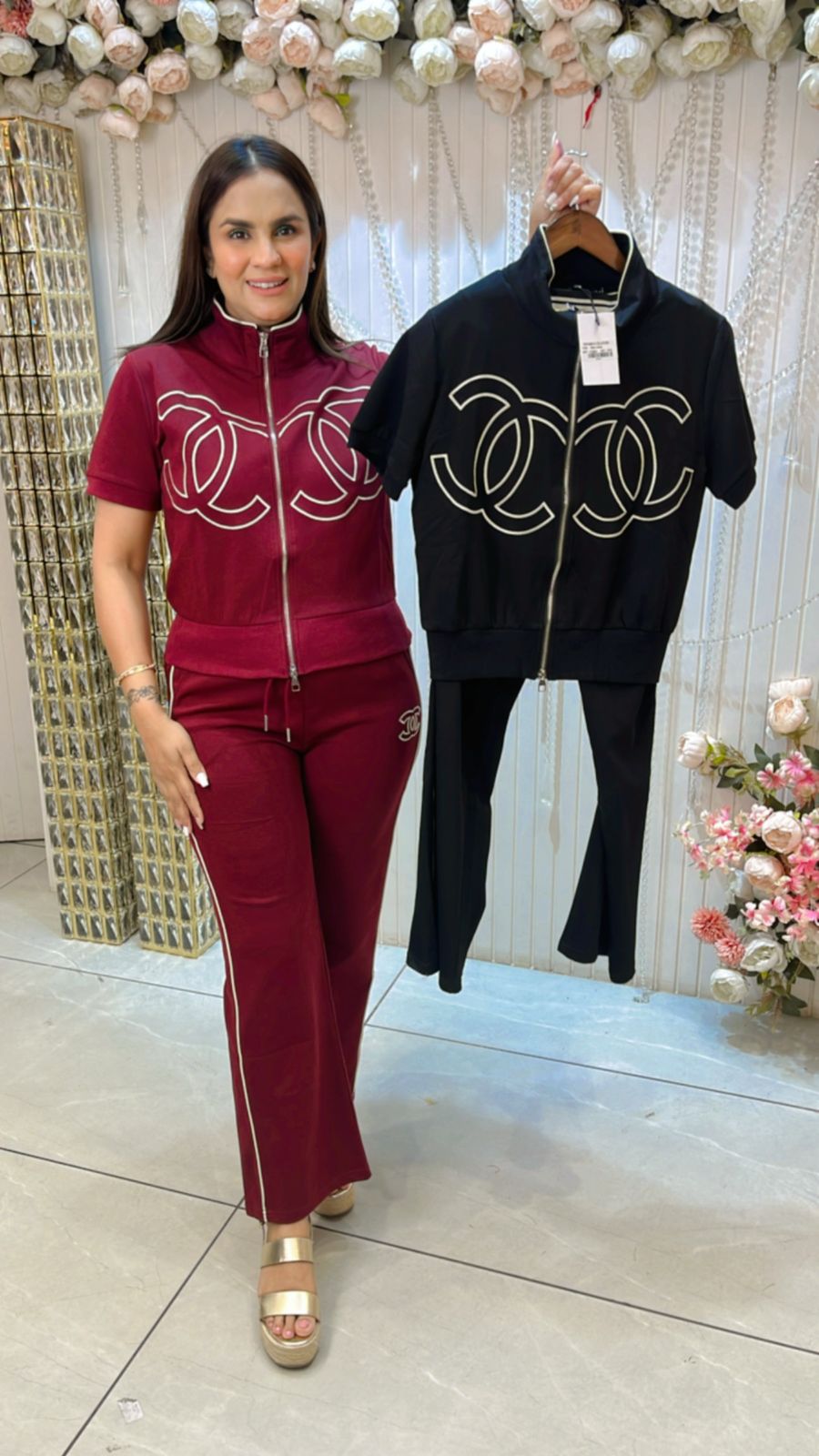 Beautiful Siroski Work Co-Ord Set PC1077