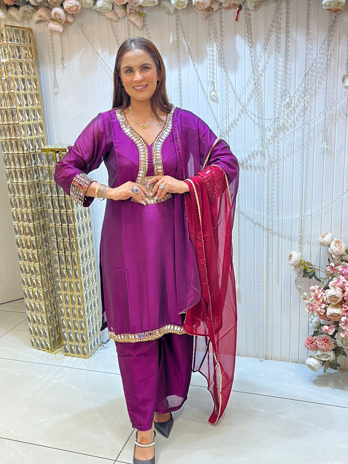 Beautiful Suit Mirror Work PC1457