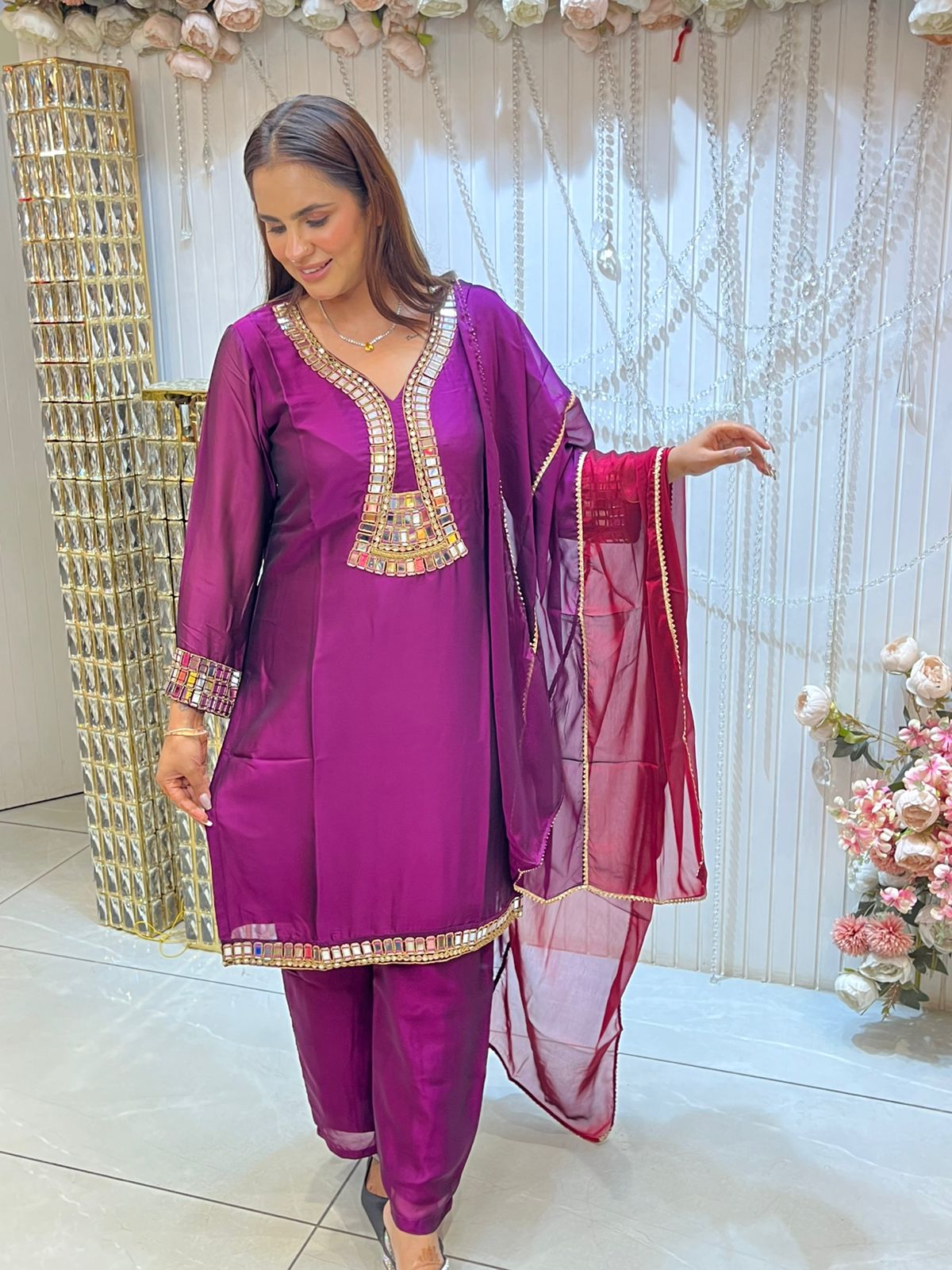 Beautiful Suit Mirror Work PC1457
