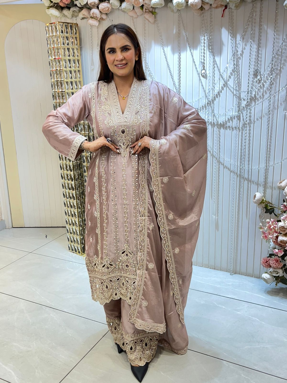 Beautiful Suit With Cutout Work PC1459