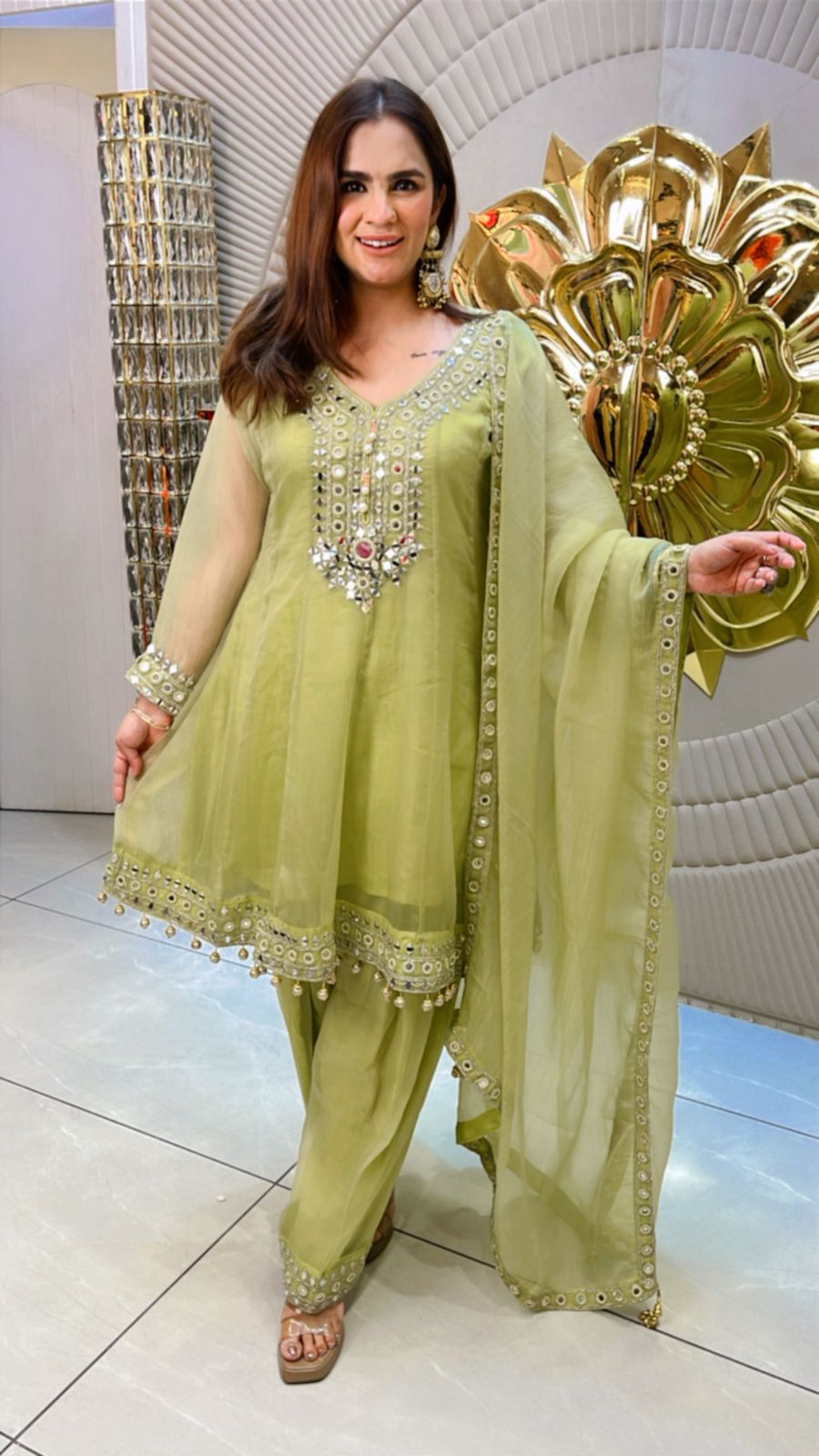 Beautiful Suit With Mirror Work PC1499