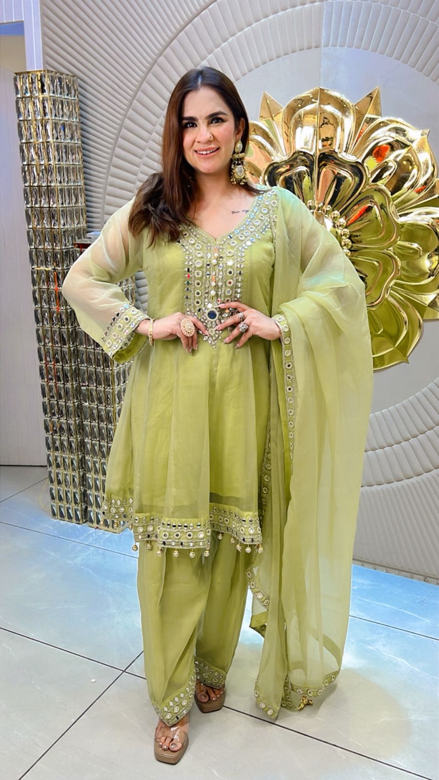 Beautiful Suit With Mirror Work PC1499