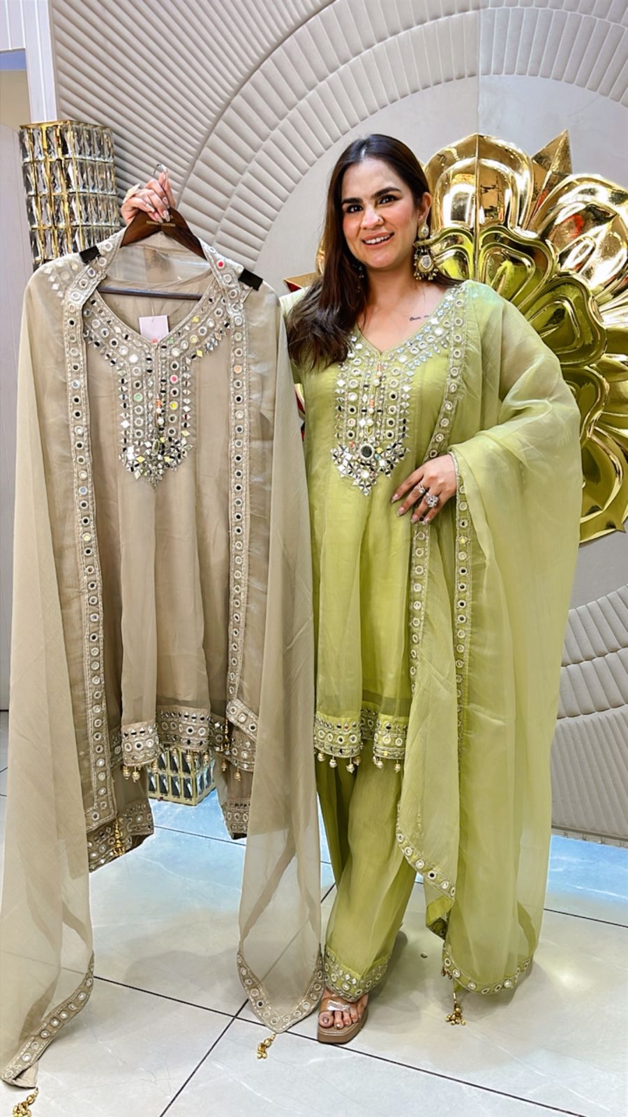 Beautiful Suit With Mirror Work PC1499