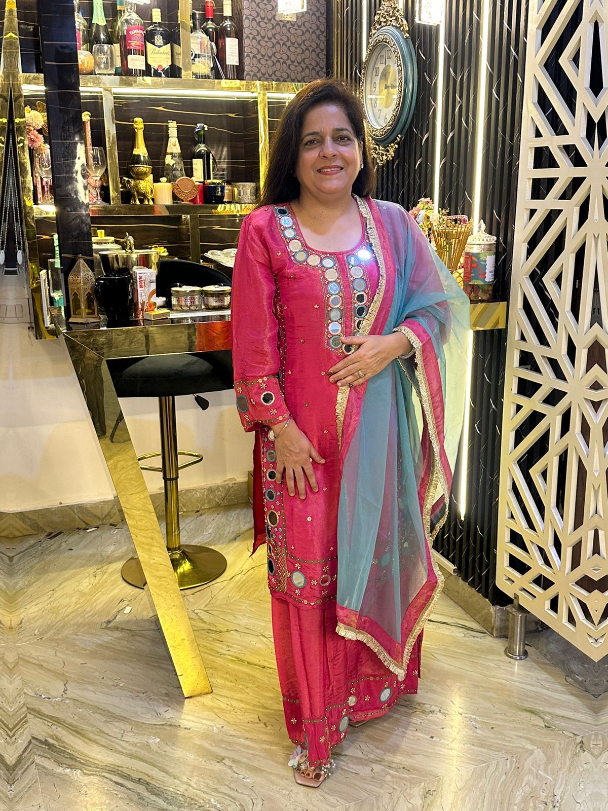 Beautiful Suit With Mirror Work PC1508