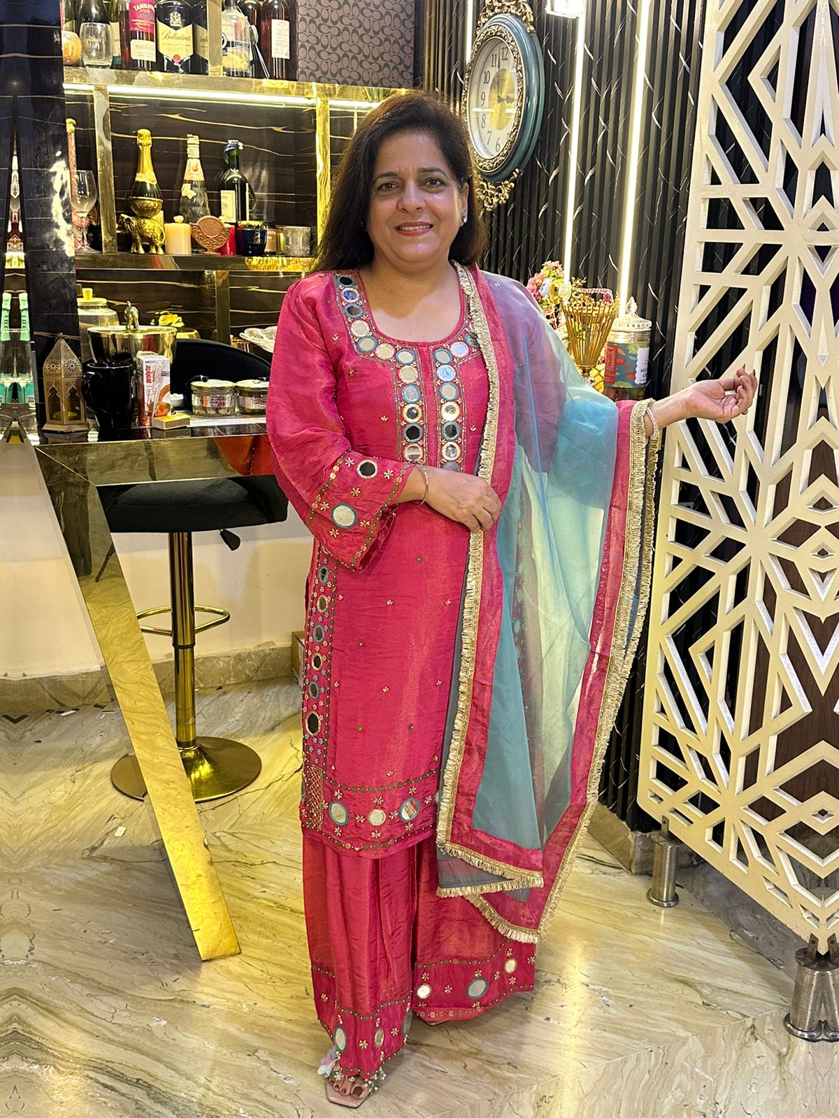 Beautiful Suit With Mirror Work PC1508