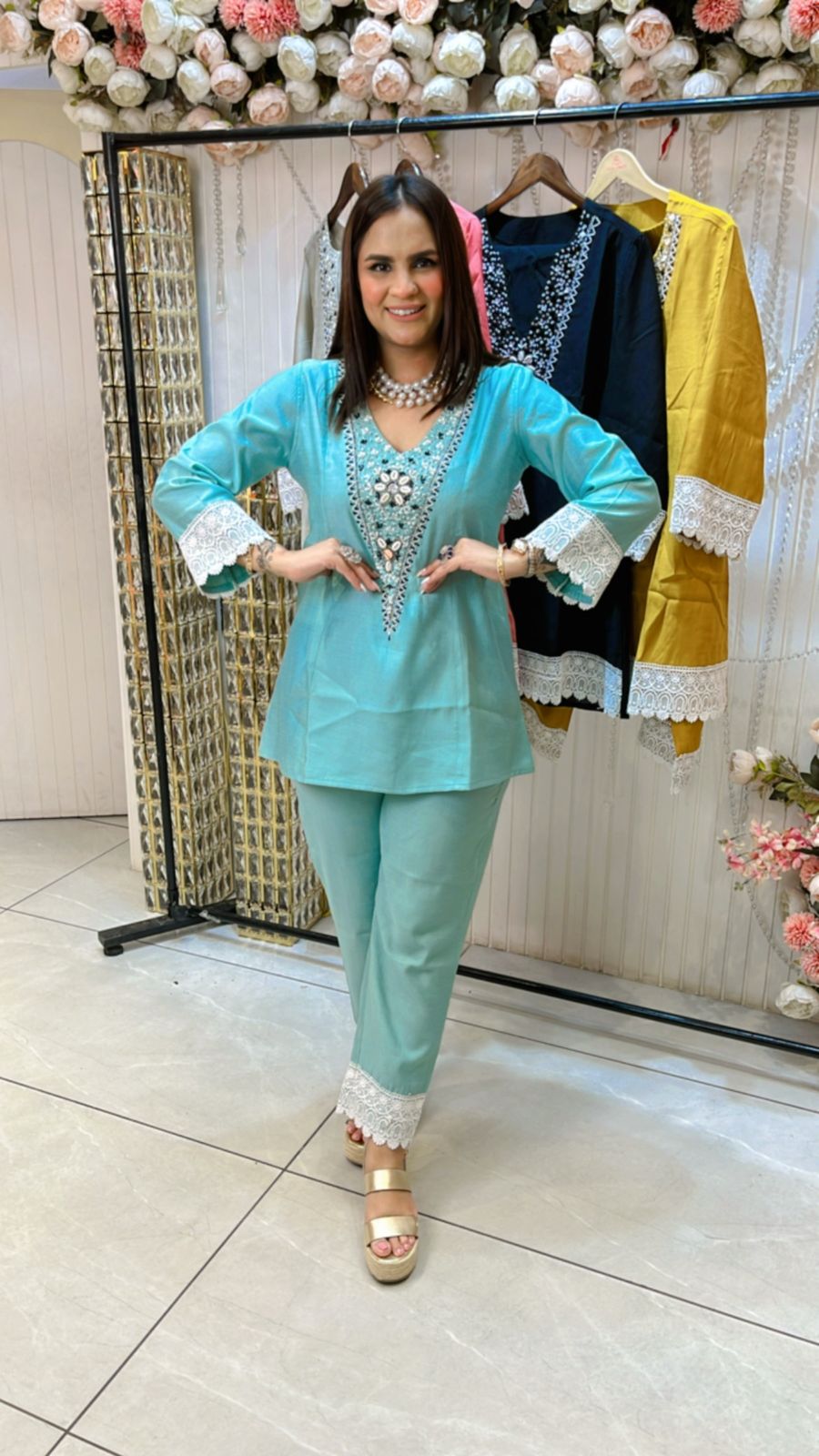 Cotton Cordset With Beautiful Neckline PC1037