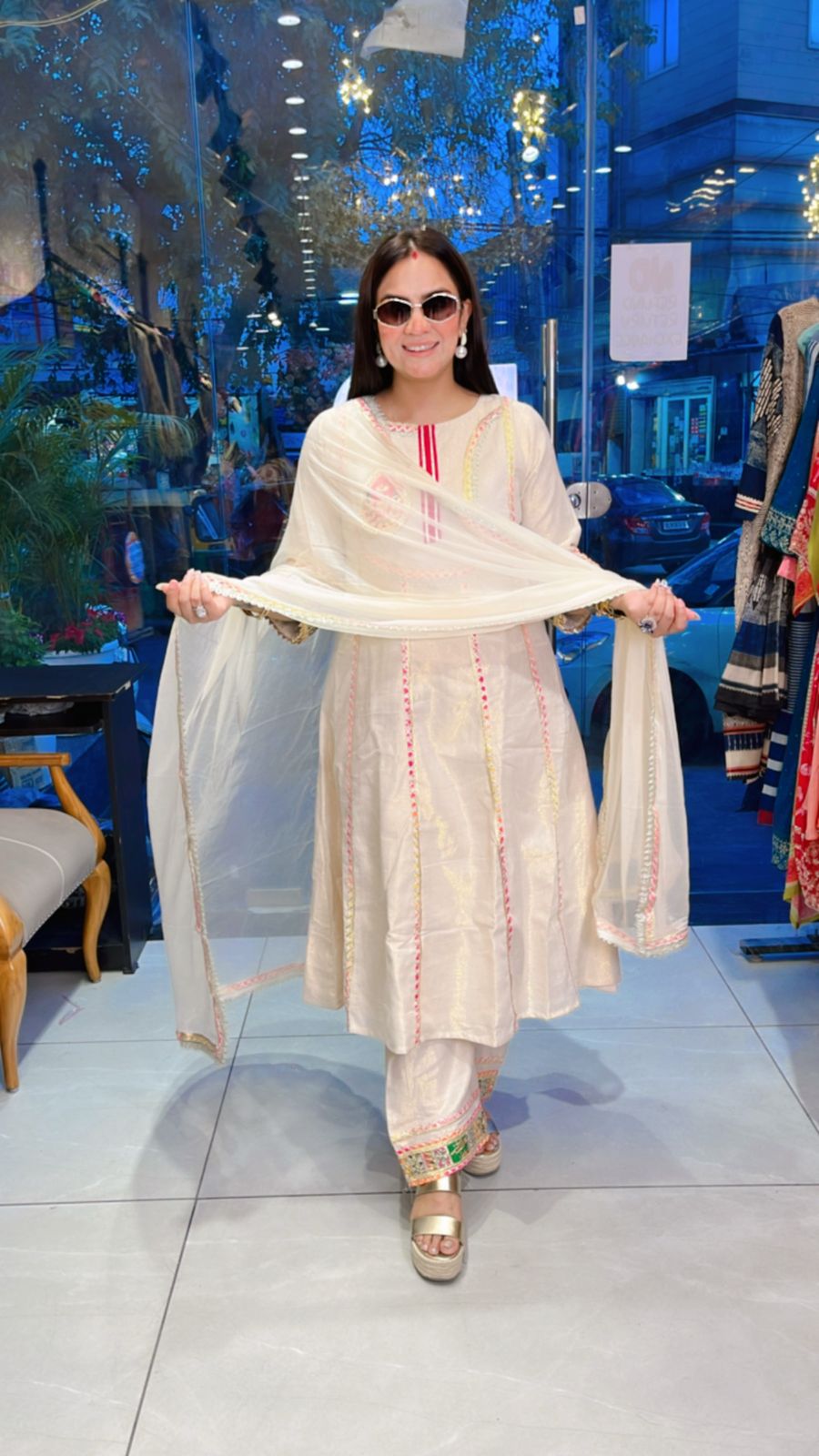 Cotton Silk Shimmer Suit With Full Lining PC678
