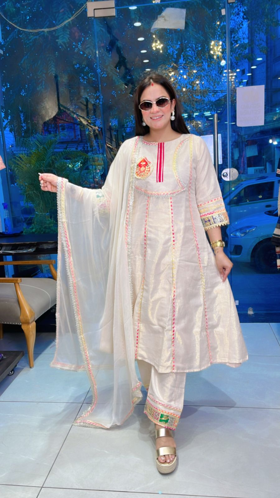 Cotton Silk Shimmer Suit With Full Lining PC678