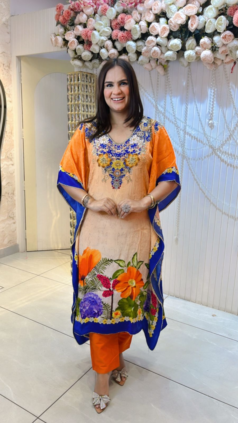 Floral Kaftan With Heavy Work PC815